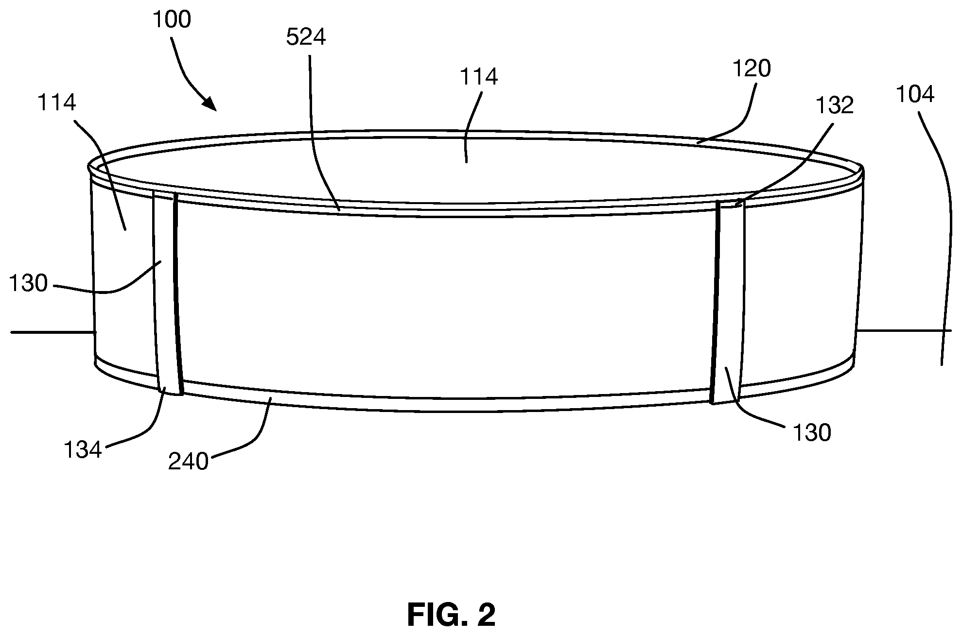 Patent US12366080 Figure 2 – Portable and collapsible pool