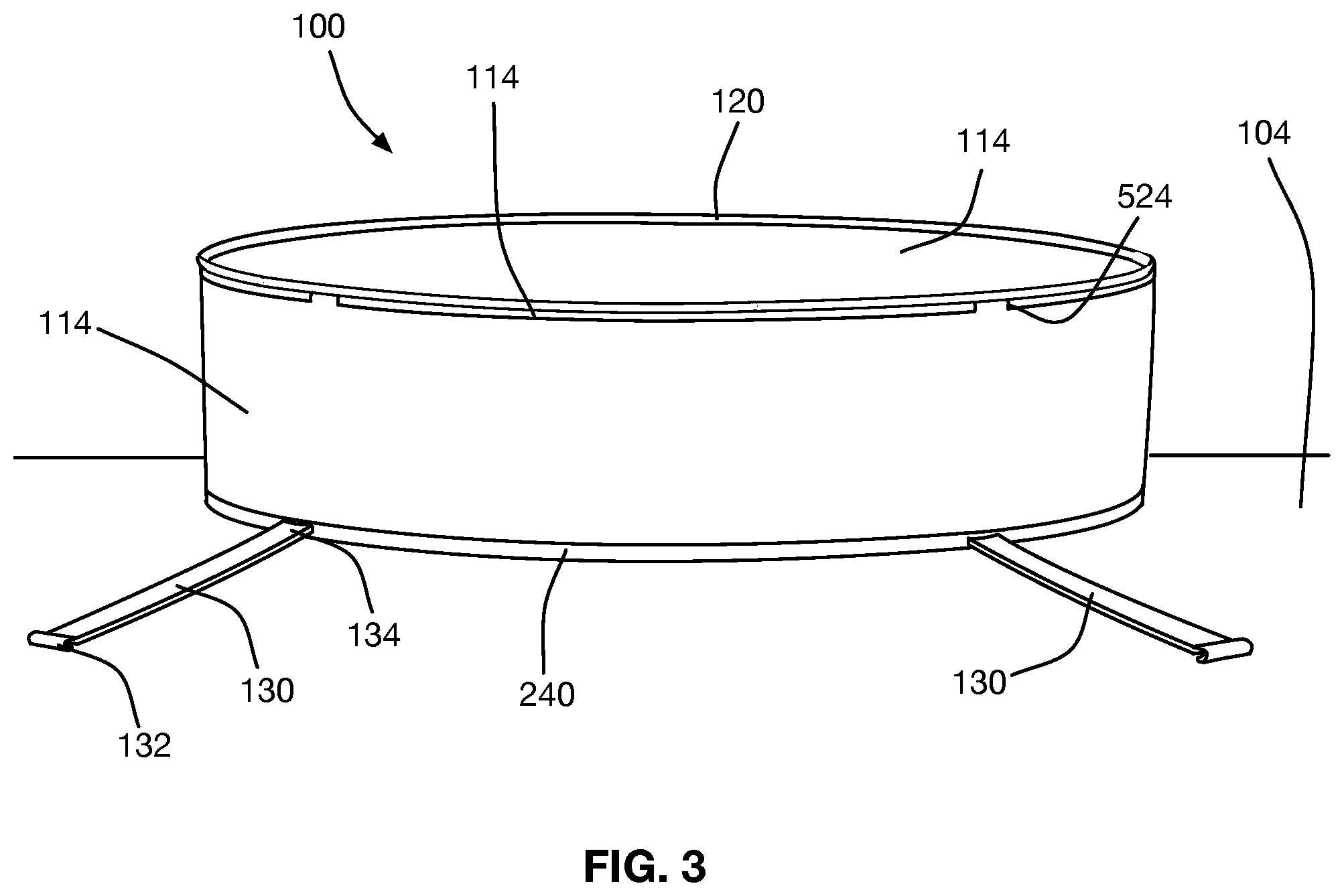 Patent US12366080 Figure 3 – Portable and collapsible pool