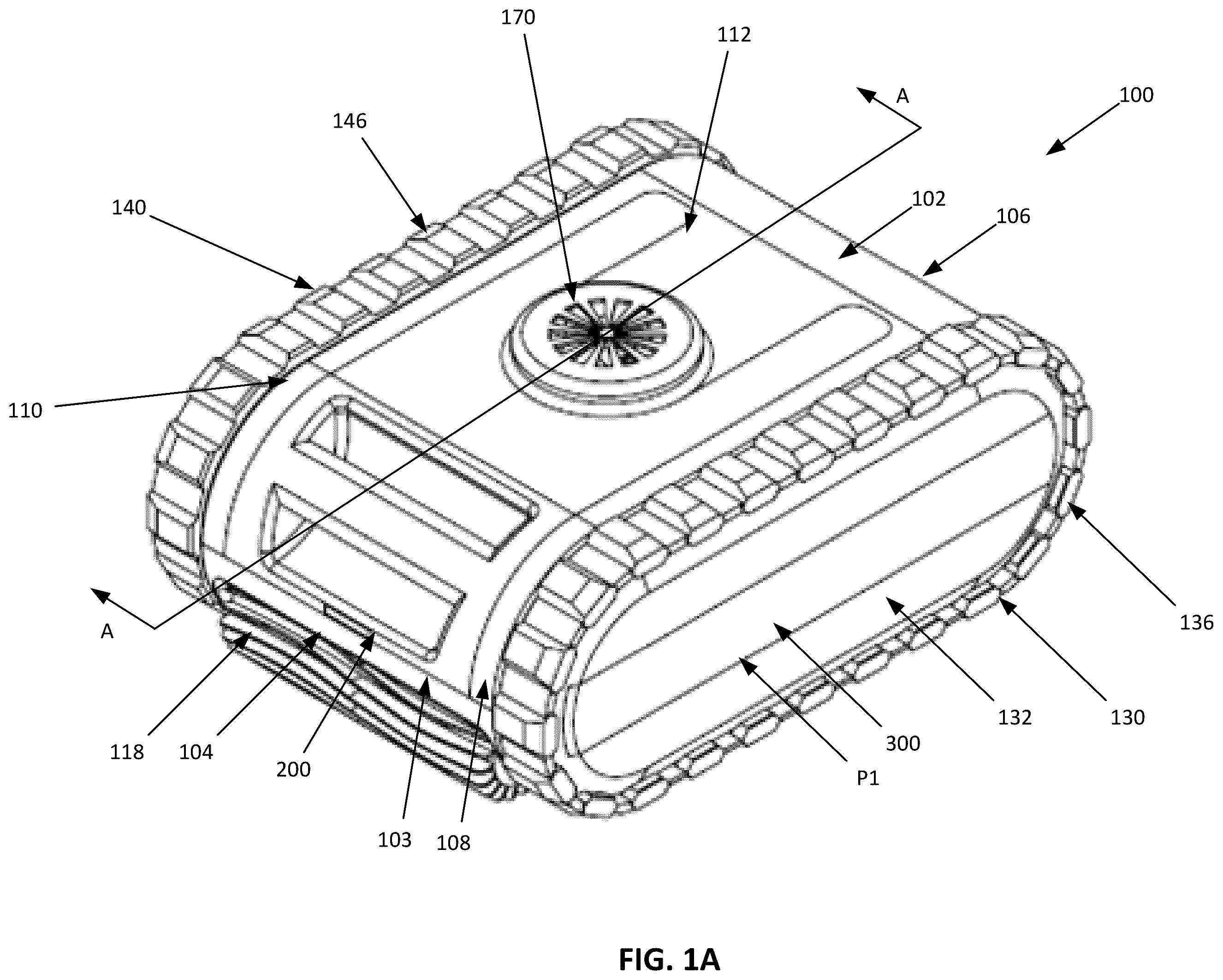 Patent US12366083 Figure 1 – Automatic pool cleaner with edge engagement assembly