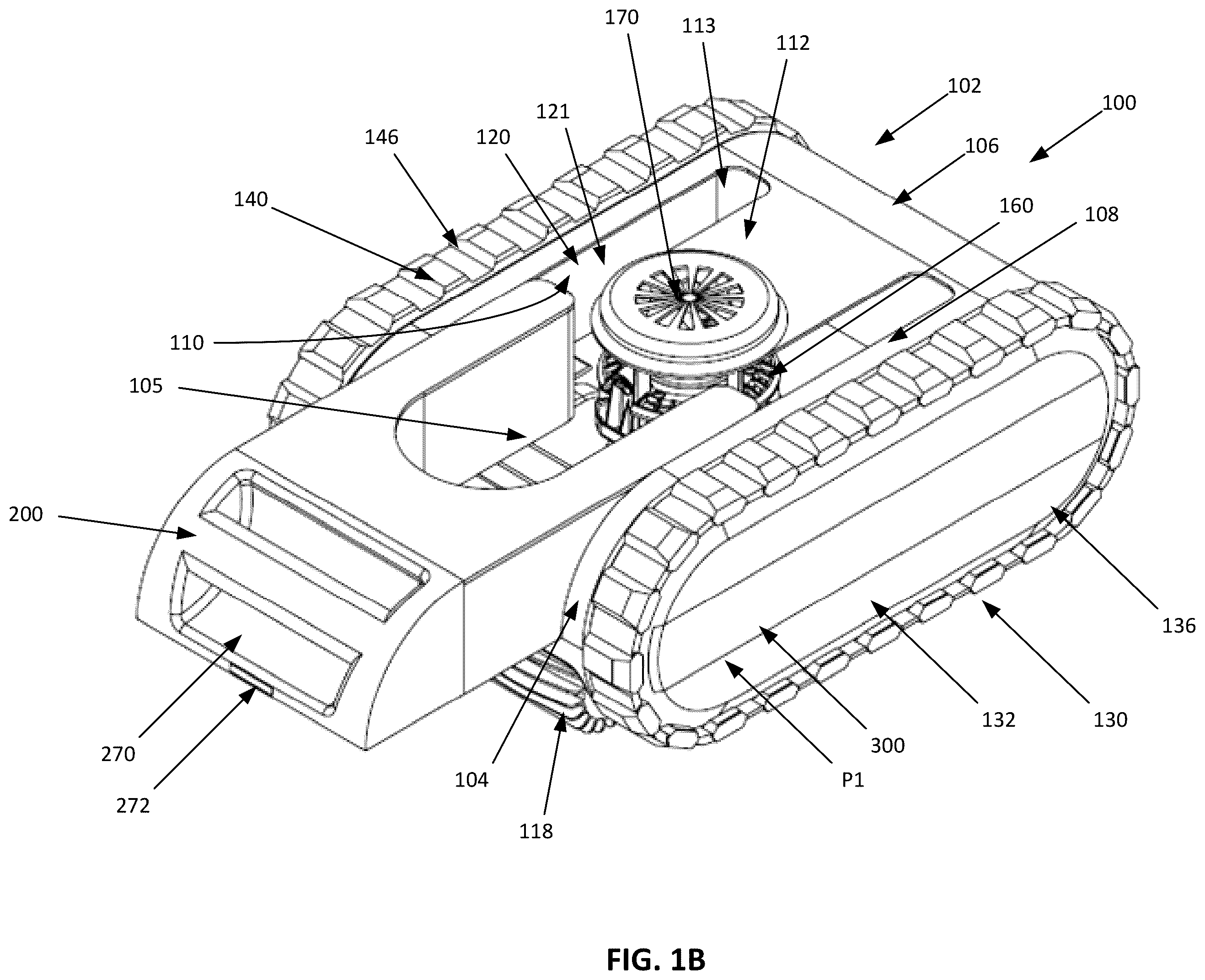 Patent US12366083 Figure 2 – Automatic pool cleaner with edge engagement assembly