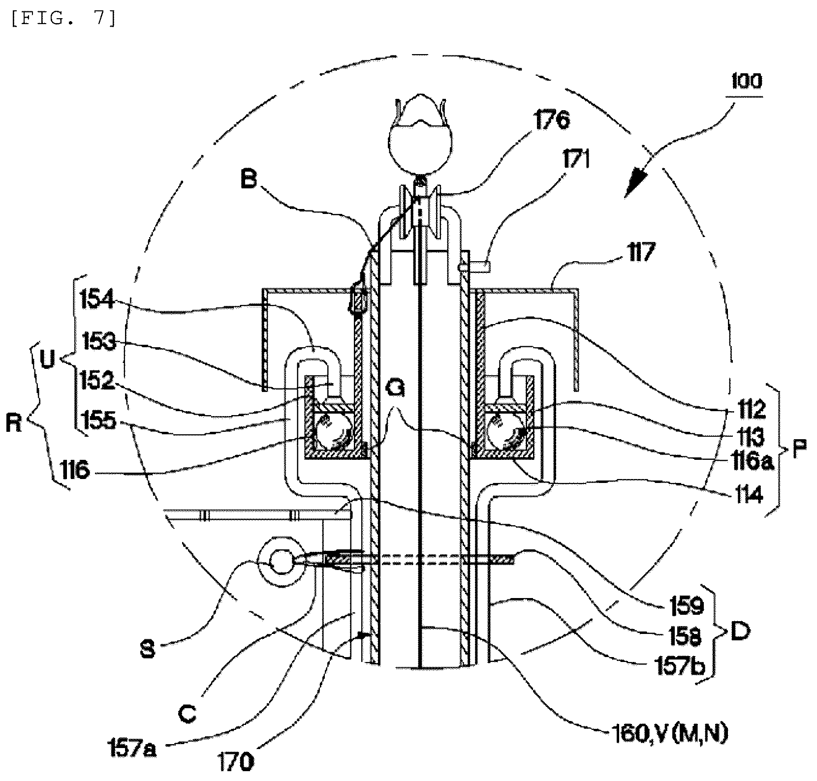 Patent US12366084 Figure 7 – Rotation type national flag hoisting pole to minimize rainwater adhesion area of national flag