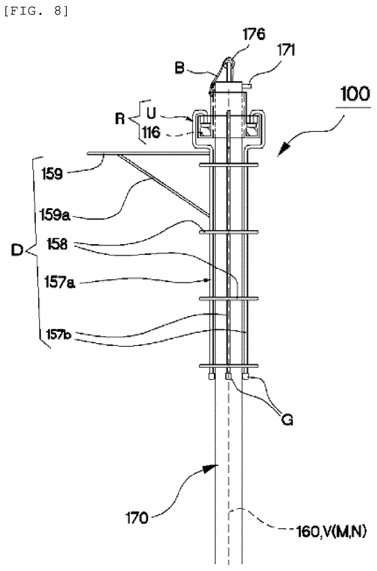 Patent US12366084 Figure 8 – Rotation type national flag hoisting pole to minimize rainwater adhesion area of national flag