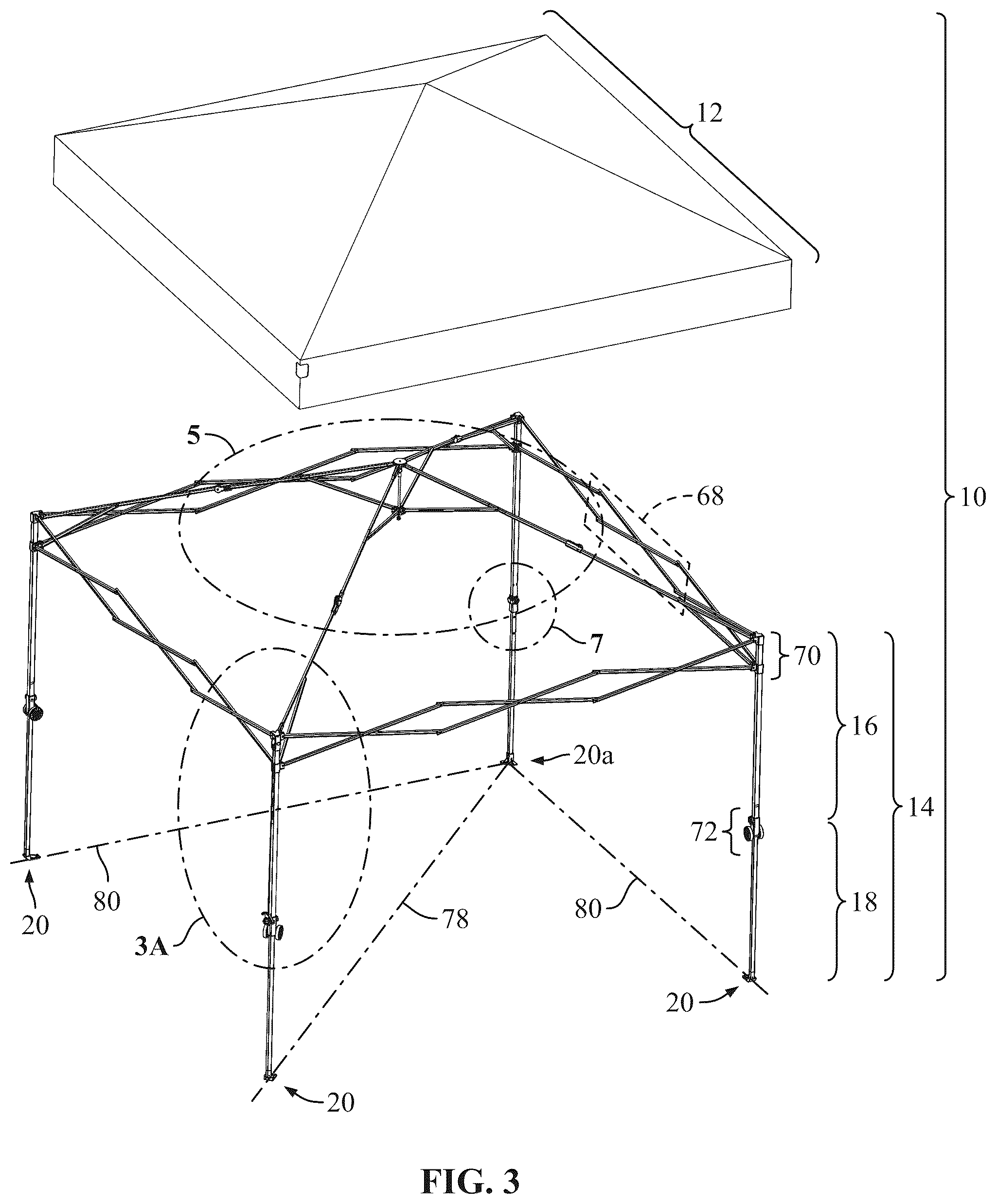Patent US12366086 Figure 12 – Foldable canopy