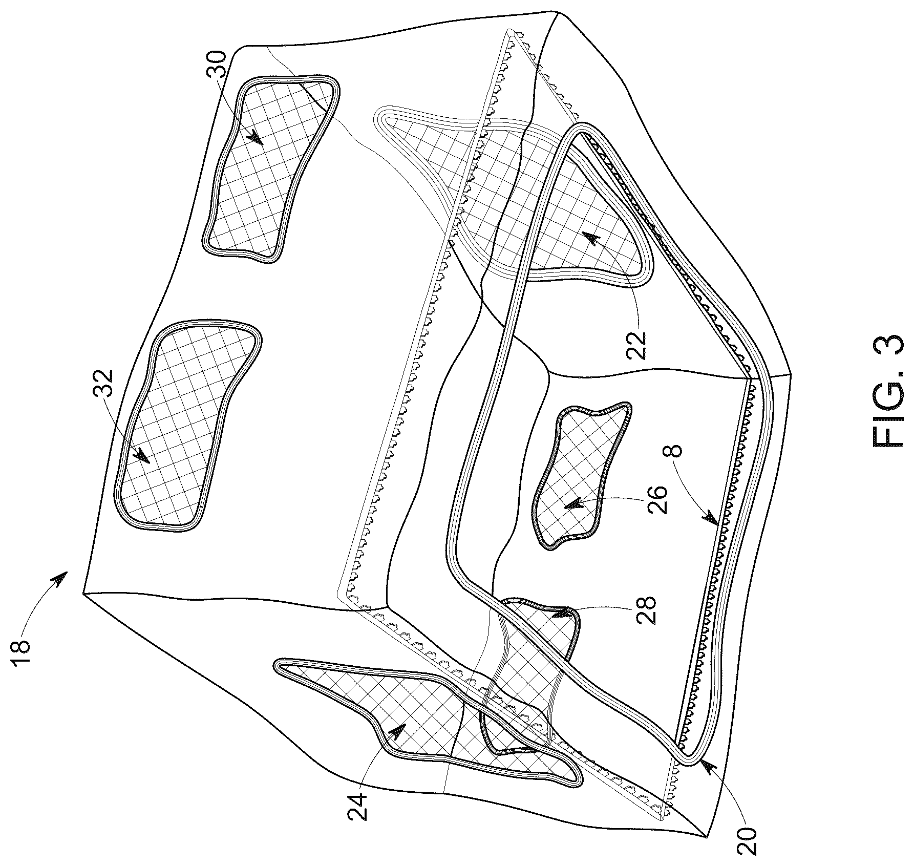 Patent US12366087 Figure 3 – Hybrid collapsible shelter