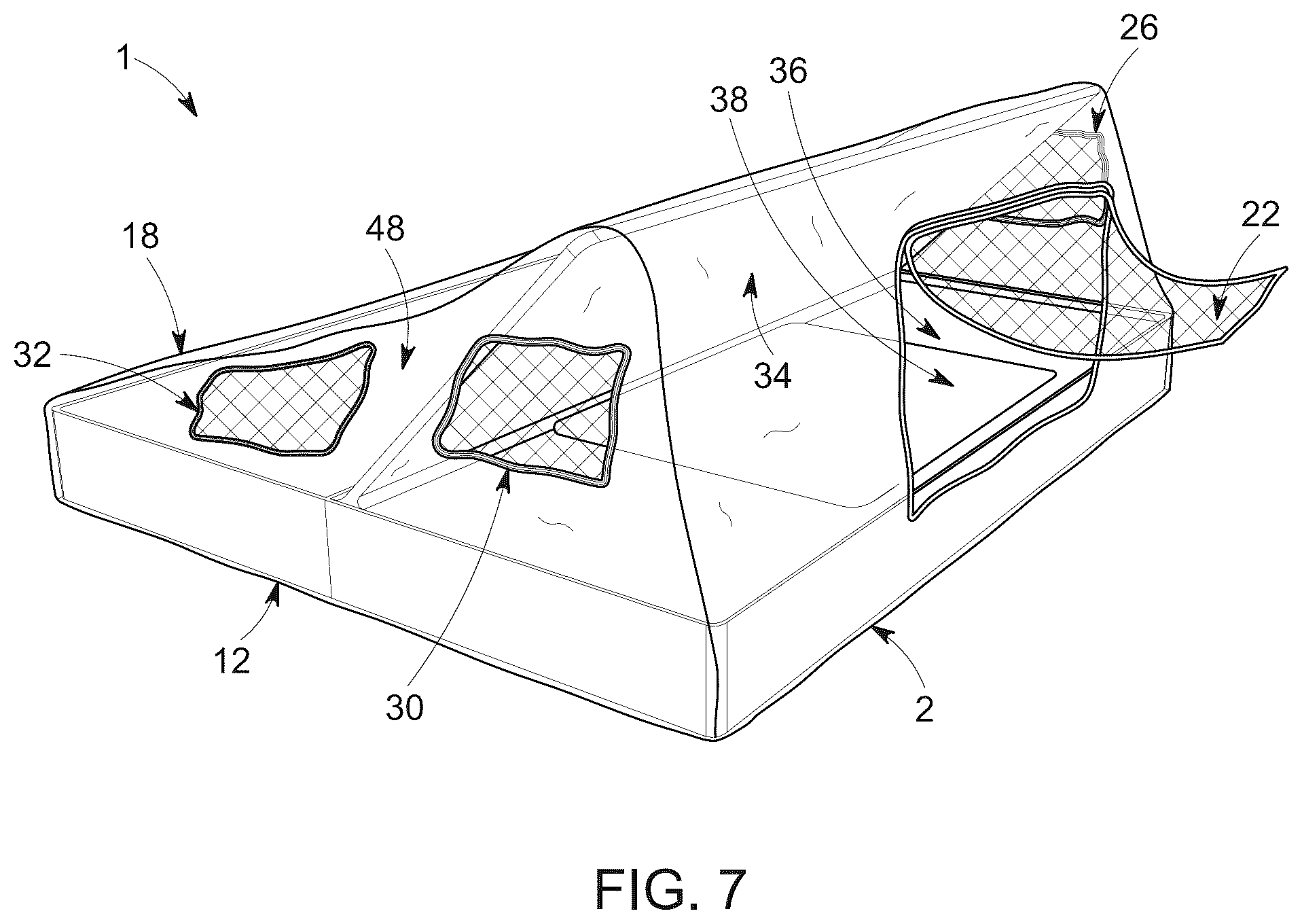 Patent US12366087 Figure 7 – Hybrid collapsible shelter