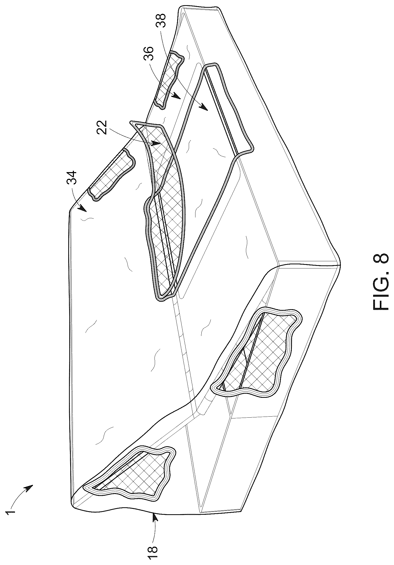 Patent US12366087 Figure 8 – Hybrid collapsible shelter
