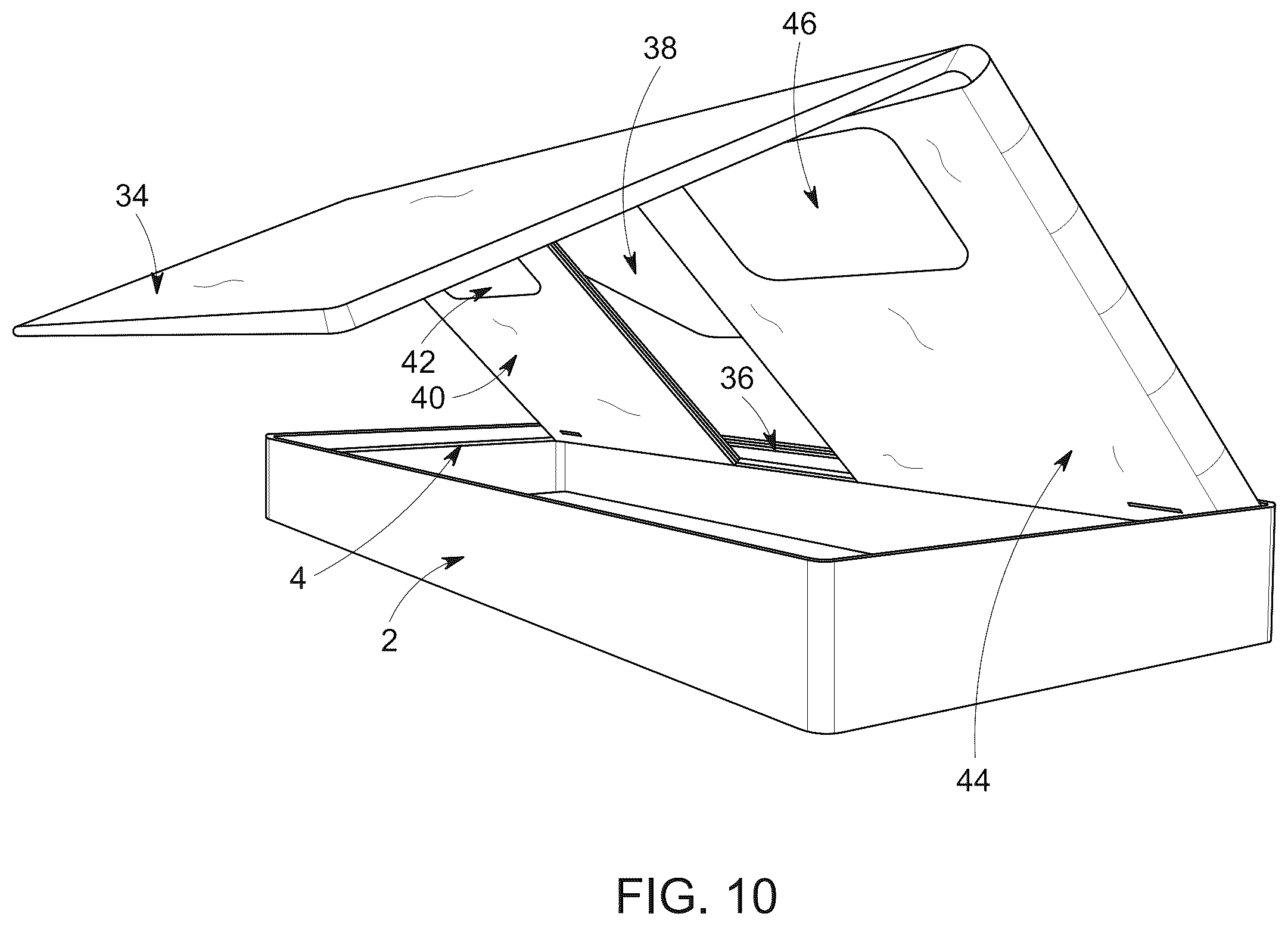 Patent US12366087 Figure 10 – Hybrid collapsible shelter