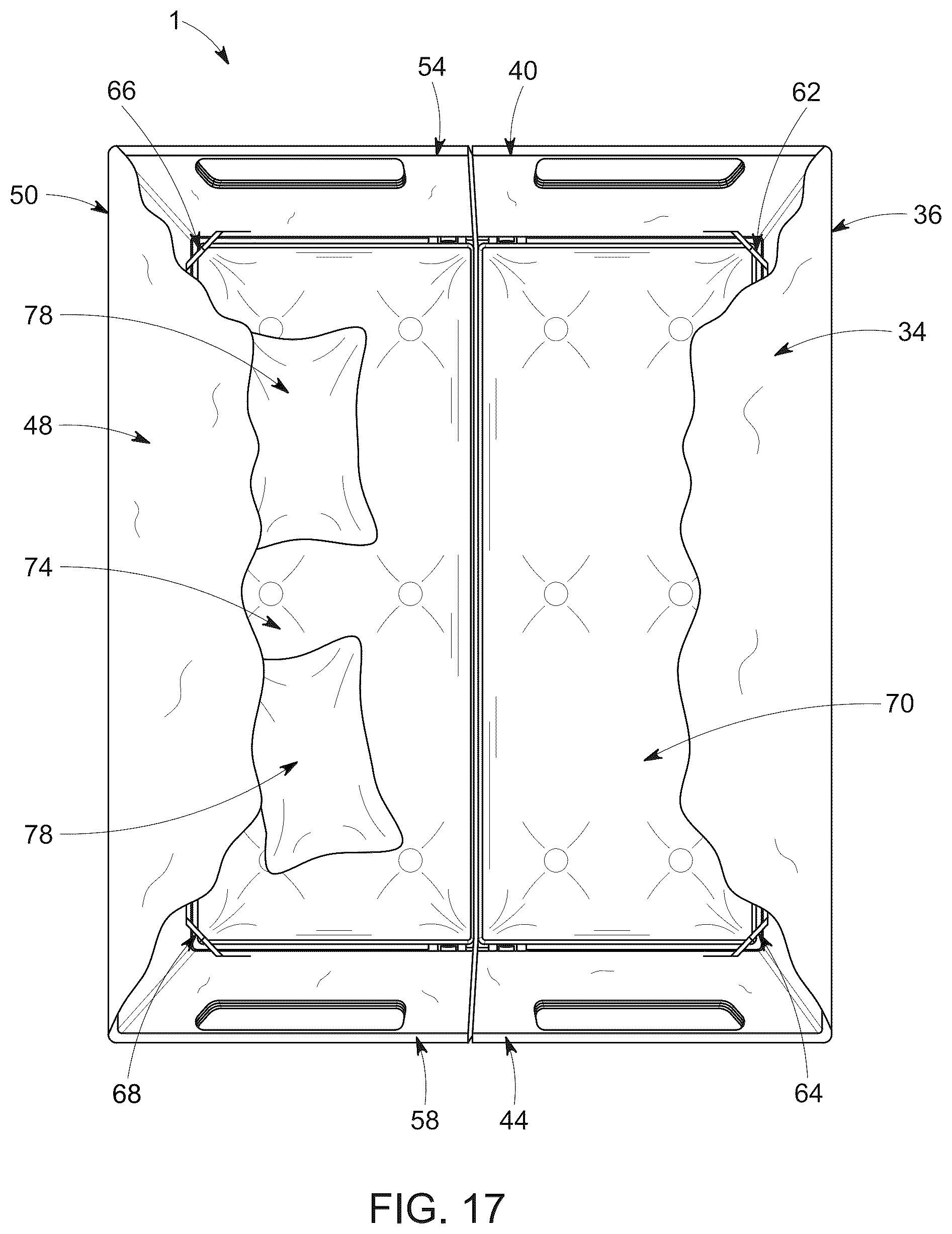 Patent US12366087 Figure 17 – Hybrid collapsible shelter