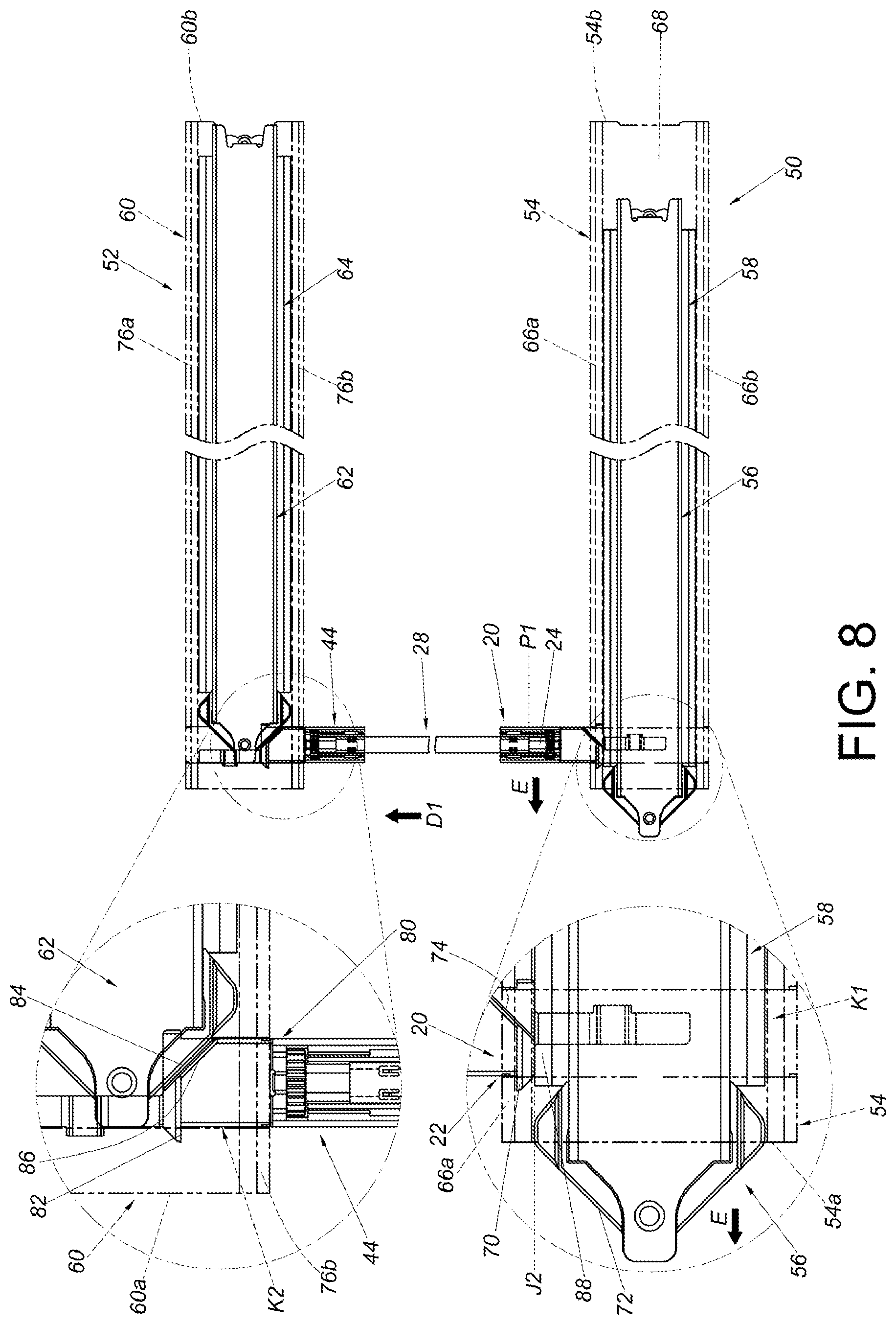 Patent US12366093 Figure 8 – Slide rail mechanism and adjustment device thereof