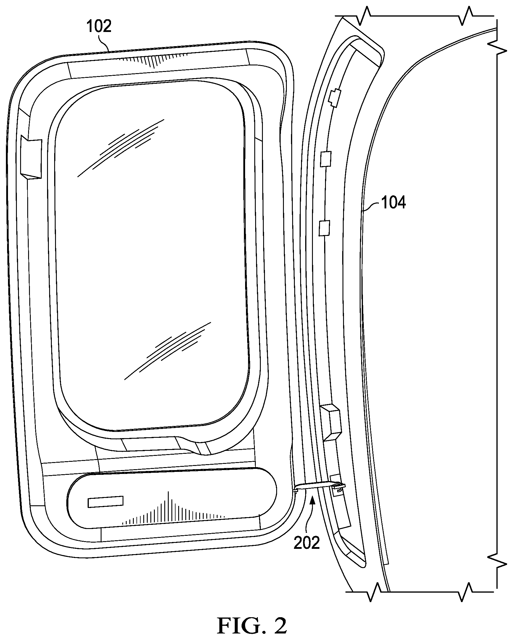 Patent US12366097 Figure 2 – Stowable vehicle door securing system and apparatus