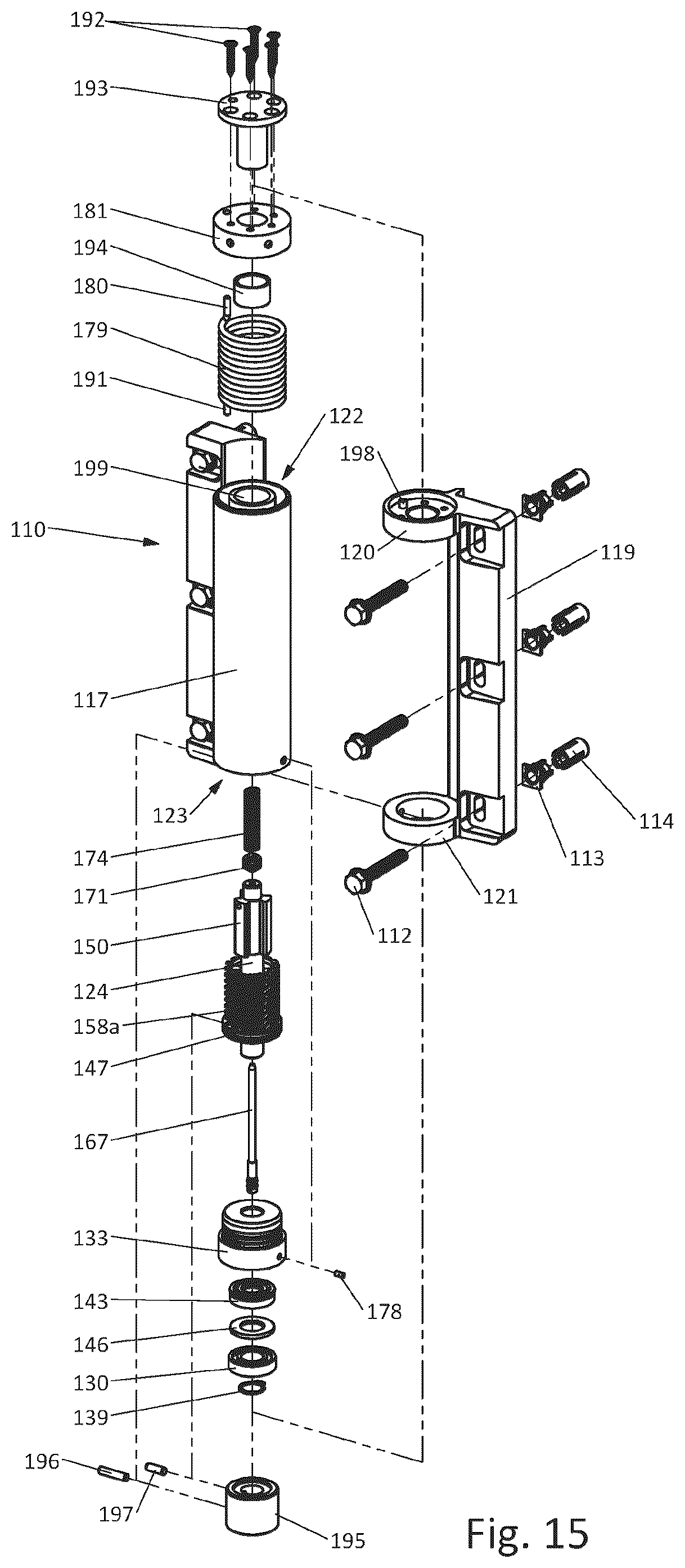 Patent US12366100 Figure 13 – Hydraulically damped hinge for hinging a closure member to a support