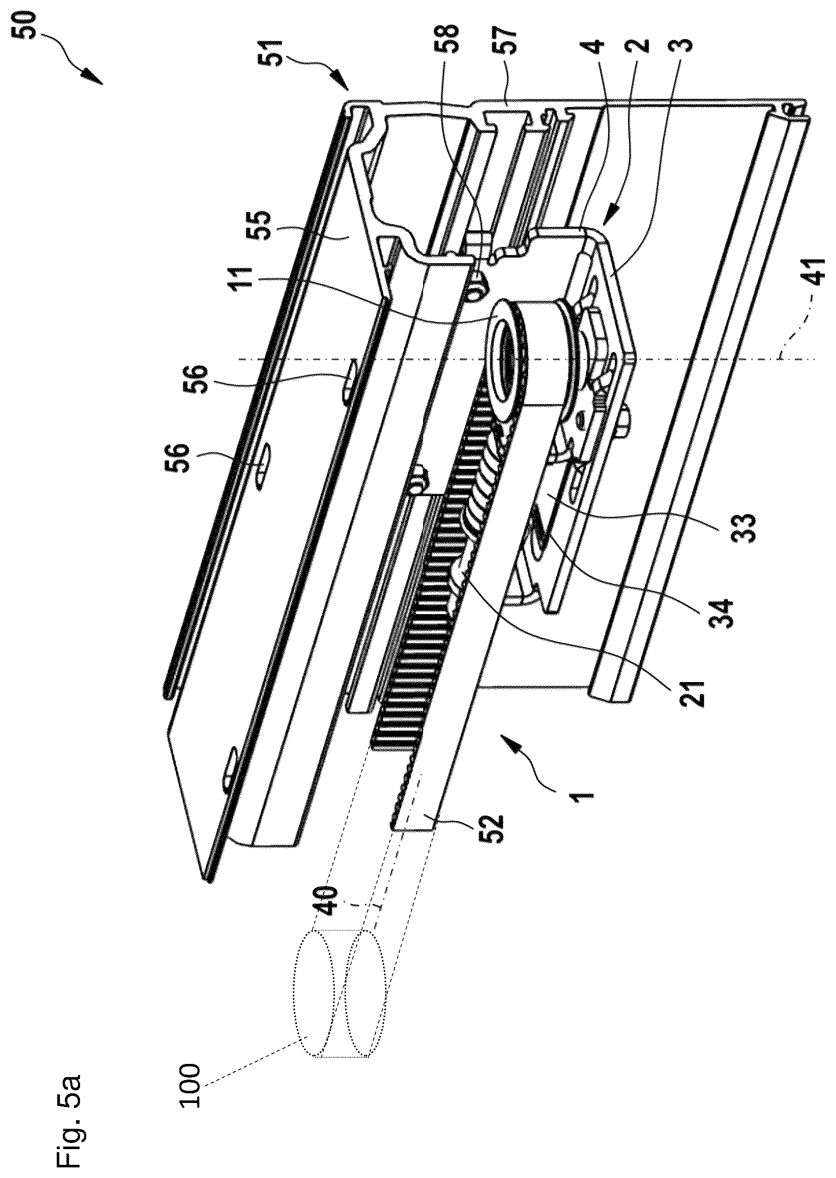 Patent US12366102 Figure 4 – Drive unit for a sliding assembly, in particular a sliding door