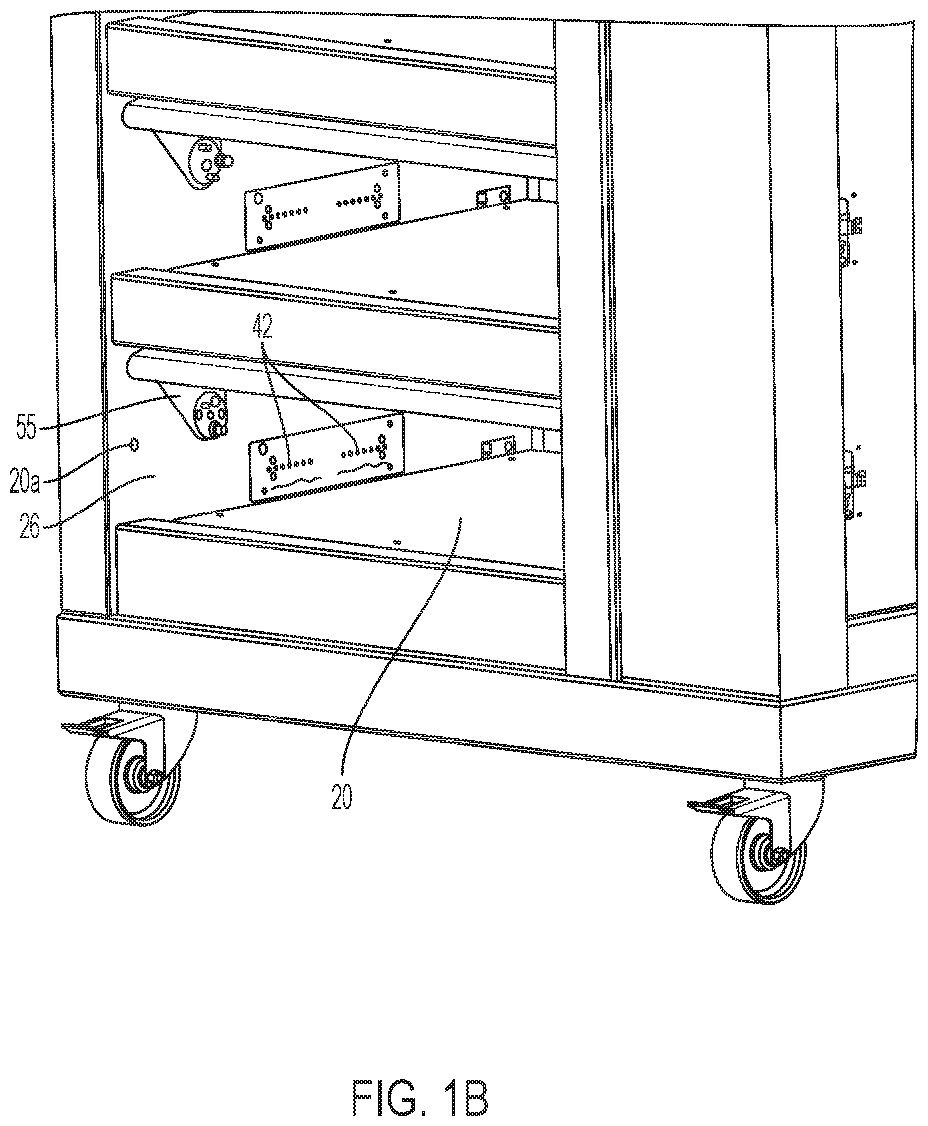 Patent US12366103 Figure 3 – Door movement system for cabinet