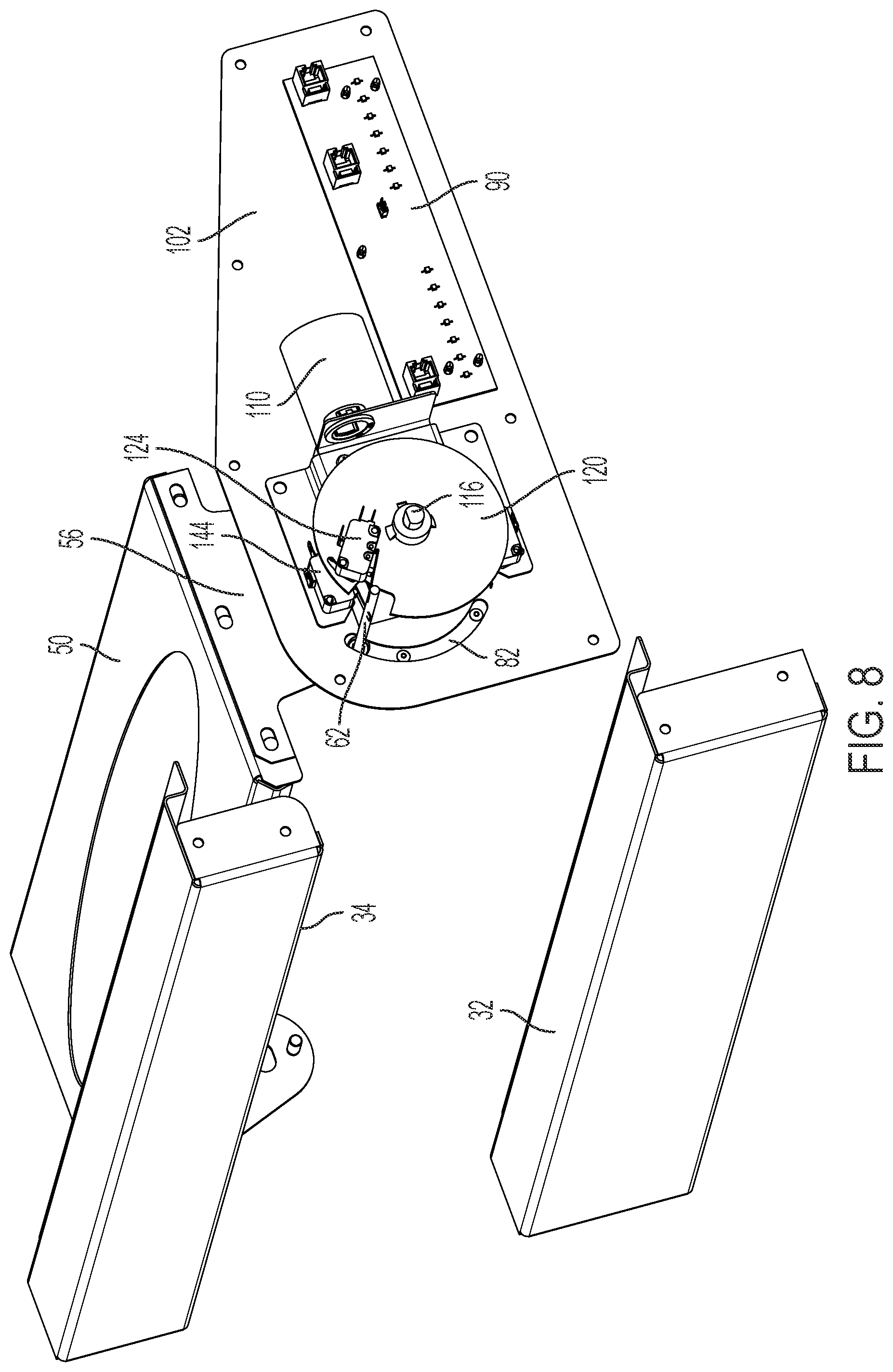 Patent US12366103 Figure 10 – Door movement system for cabinet