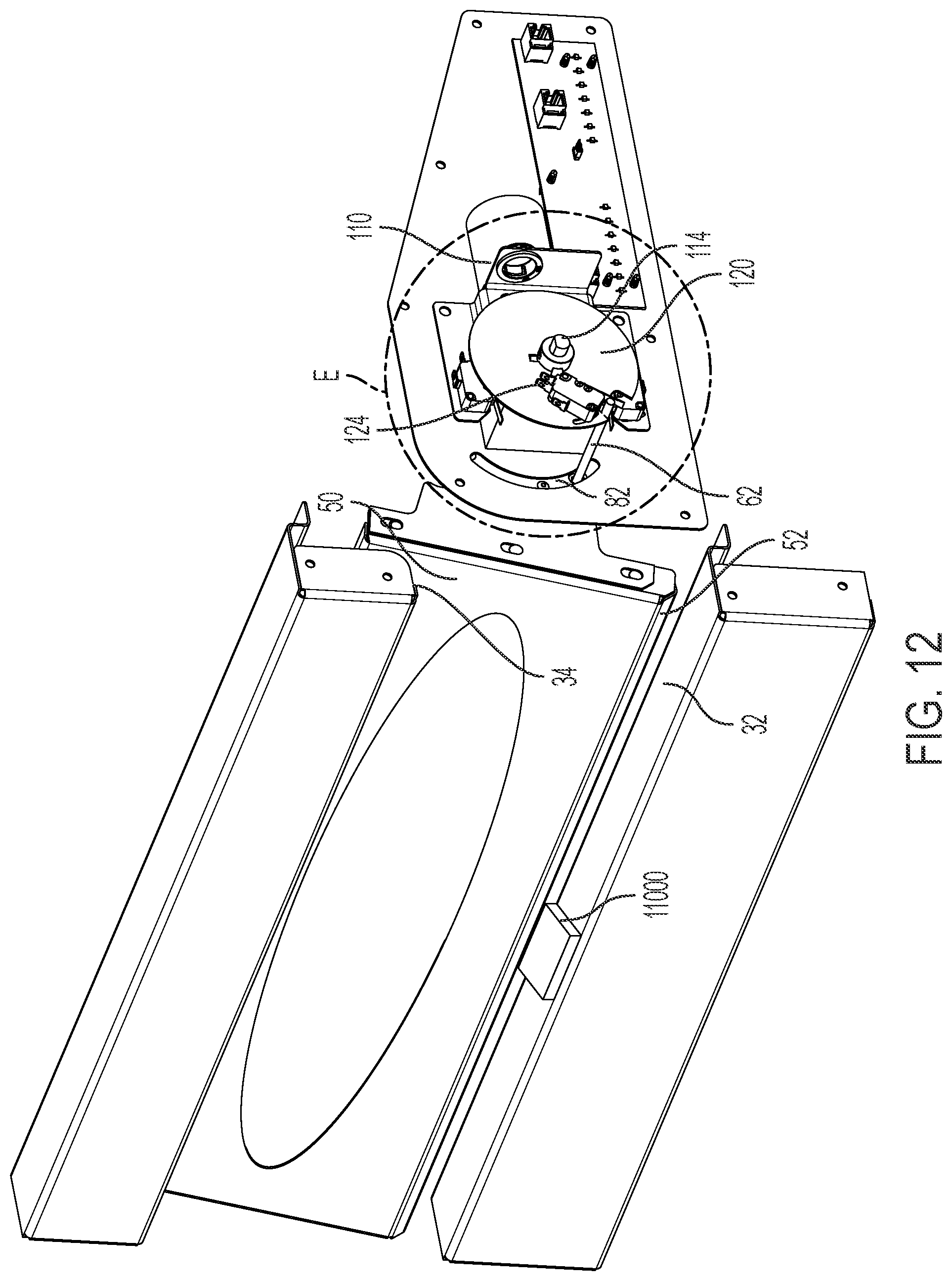 Patent US12366103 Figure 14 – Door movement system for cabinet