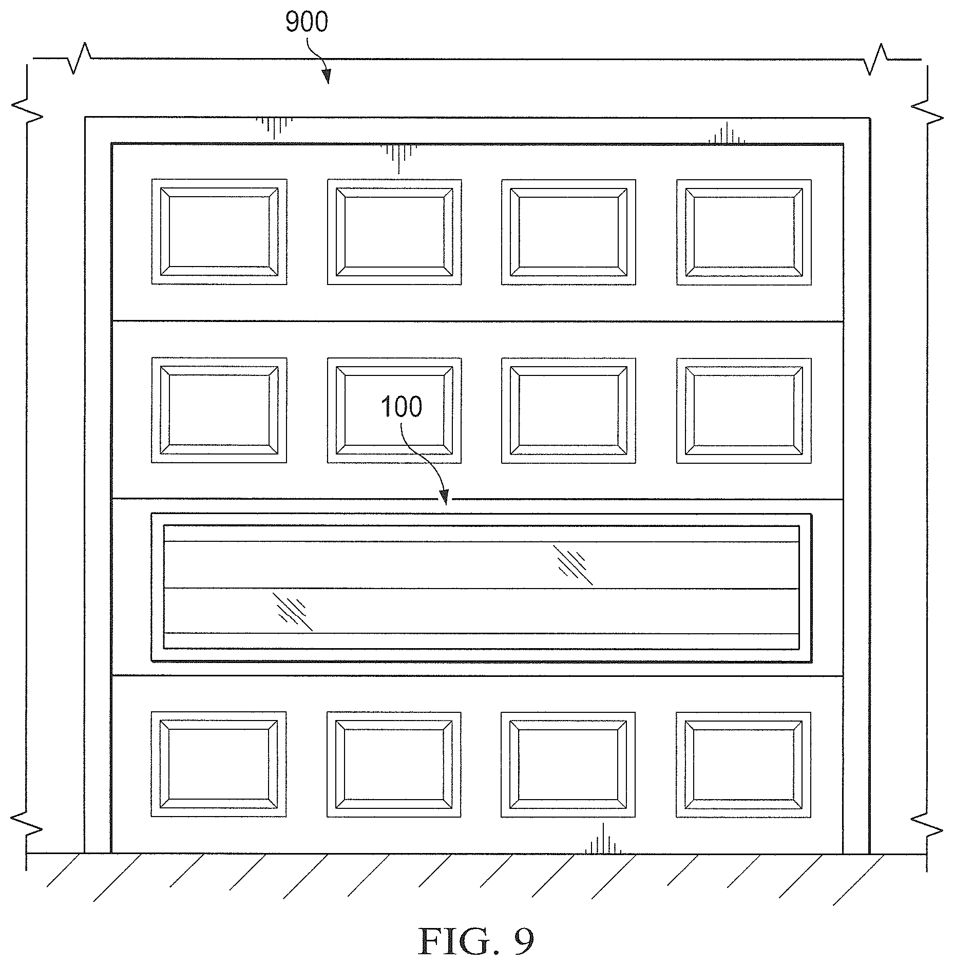 Patent US12366106 Figure 8 – Foldable ventilated garage door panel
