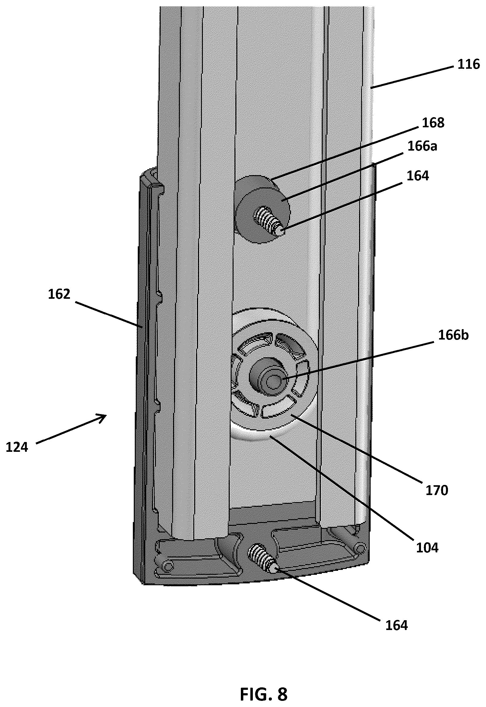 Patent US12366112 Figure 8 – Cord lock actuation assembly for a continuous looped operator