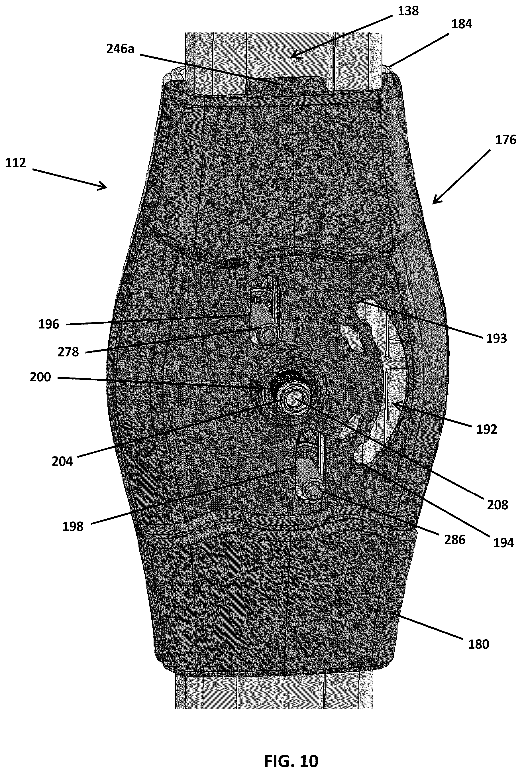 Patent US12366112 Figure 10 – Cord lock actuation assembly for a continuous looped operator