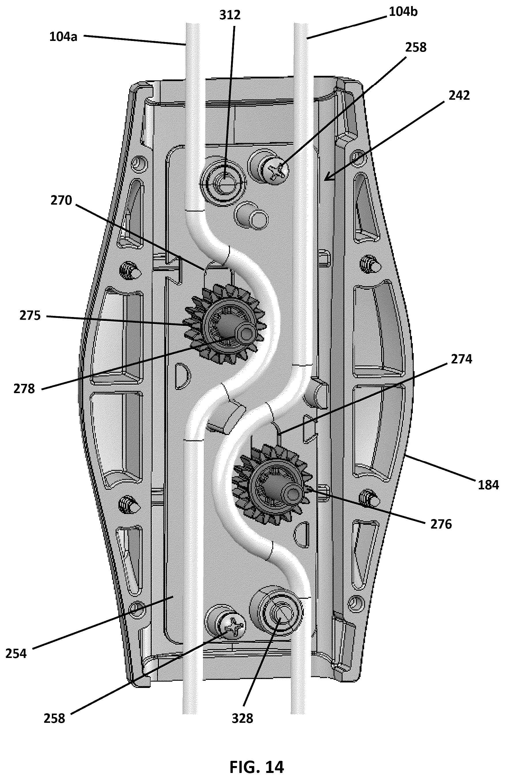 Patent US12366112 Figure 14 – Cord lock actuation assembly for a continuous looped operator