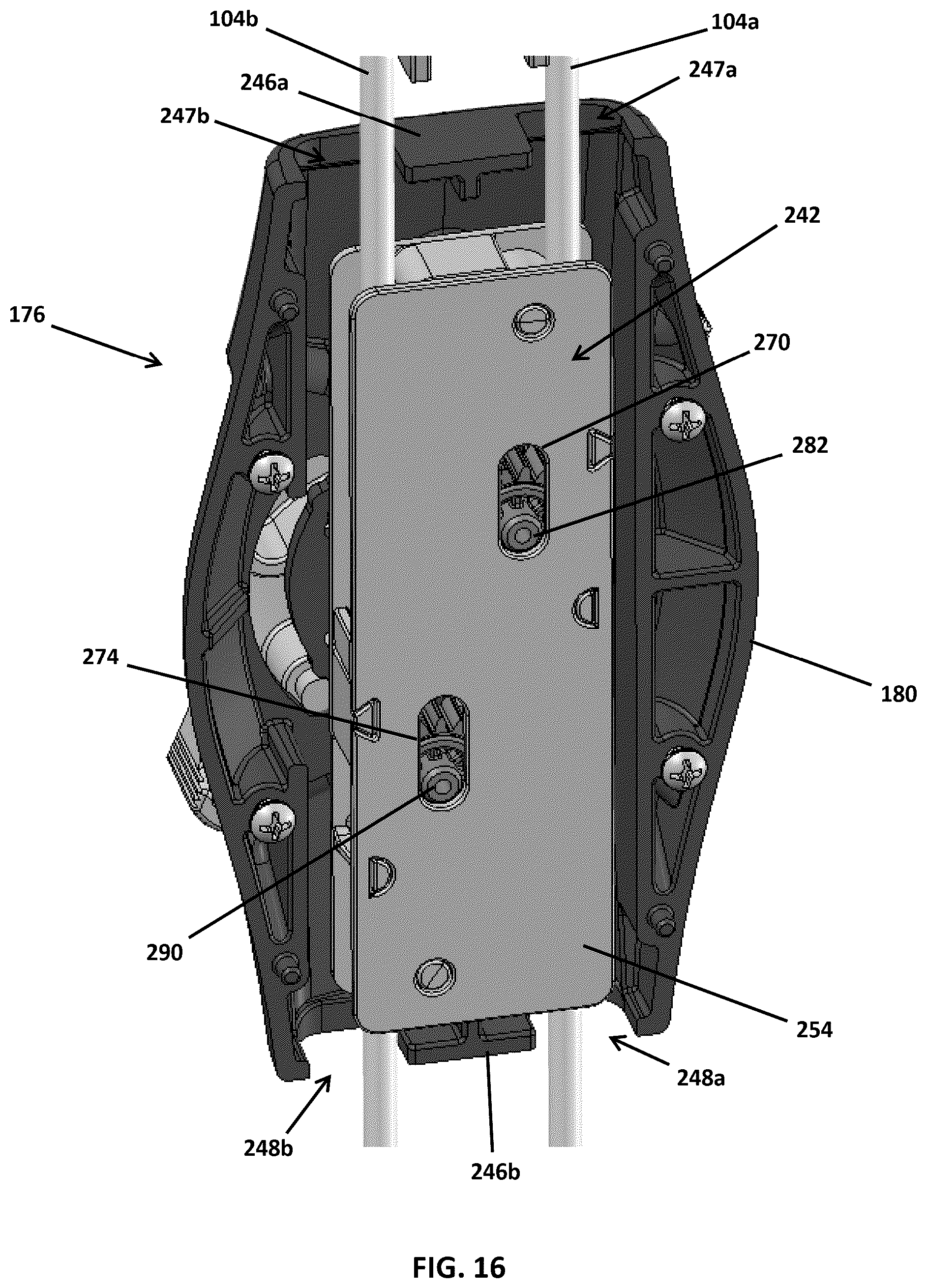 Patent US12366112 Figure 16 – Cord lock actuation assembly for a continuous looped operator