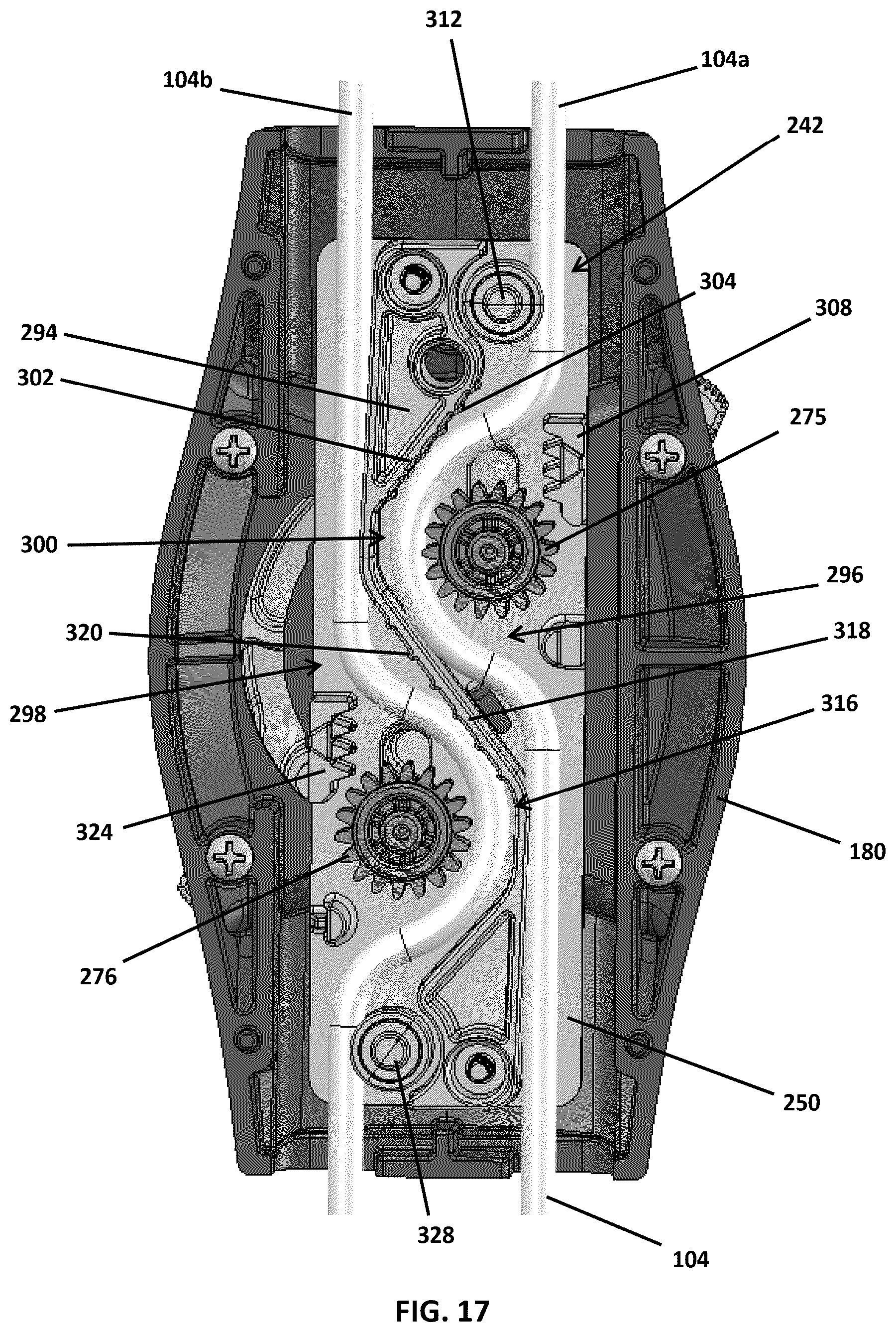 Patent US12366112 Figure 17 – Cord lock actuation assembly for a continuous looped operator