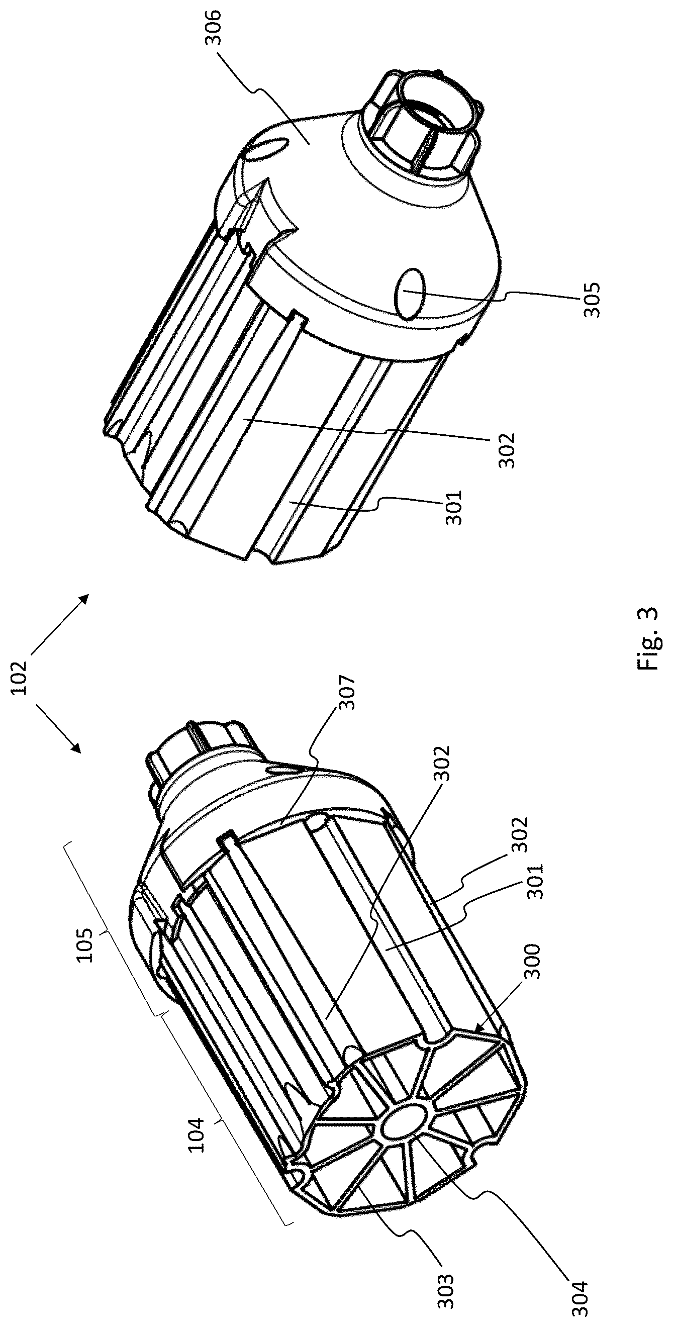 Patent US12366115 Figure 3 – System for mounting a rollable screen