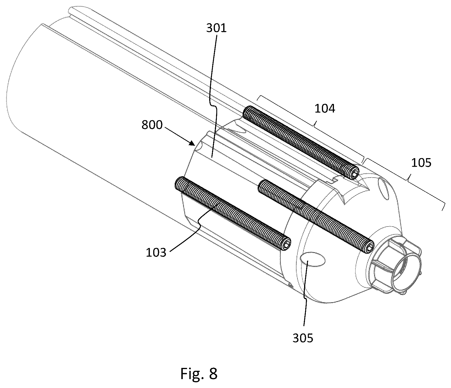 Patent US12366115 Figure 8 – System for mounting a rollable screen