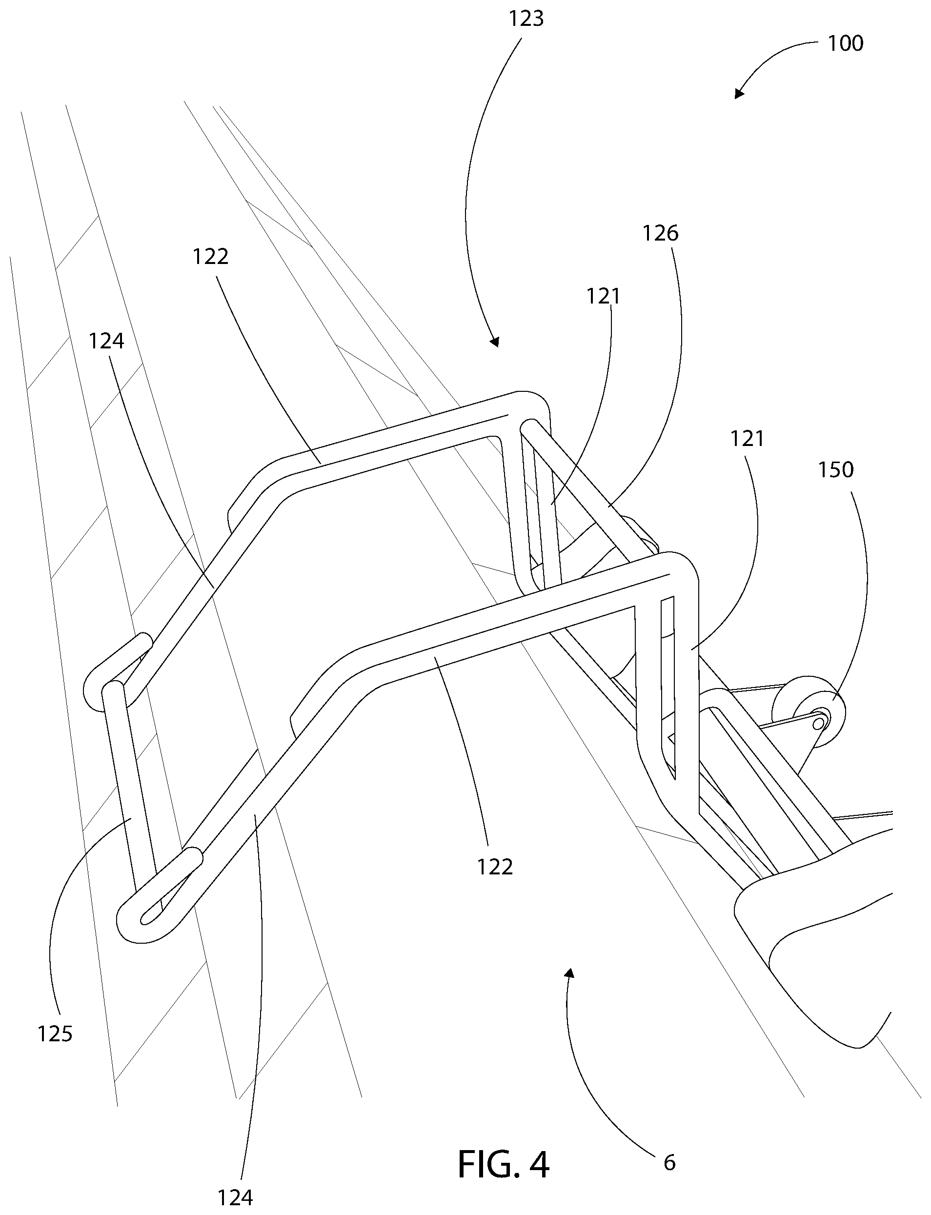 Patent US12366116 Figure 4 – Roof ridge ladder hook