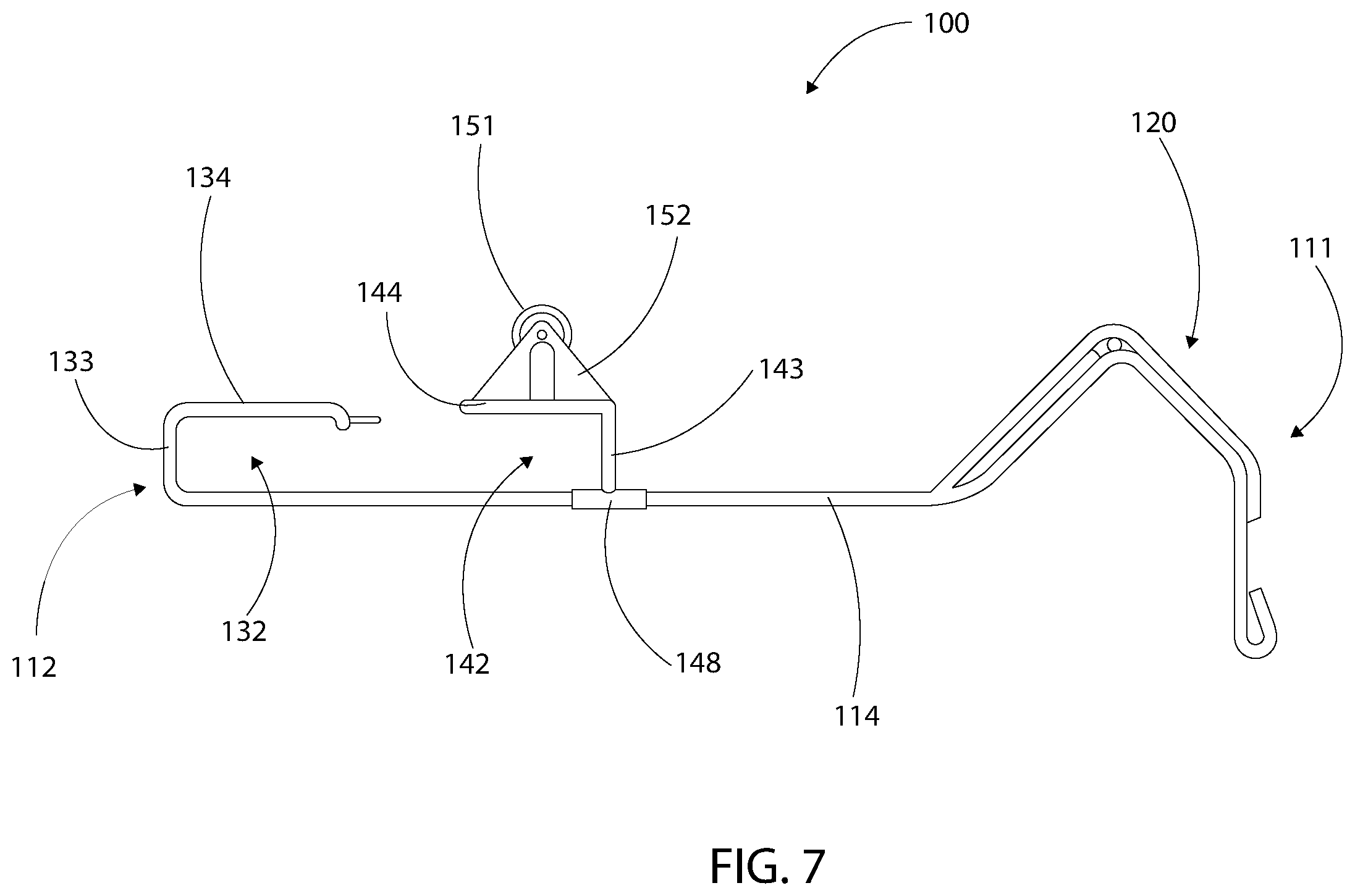 Patent US12366116 Figure 7 – Roof ridge ladder hook