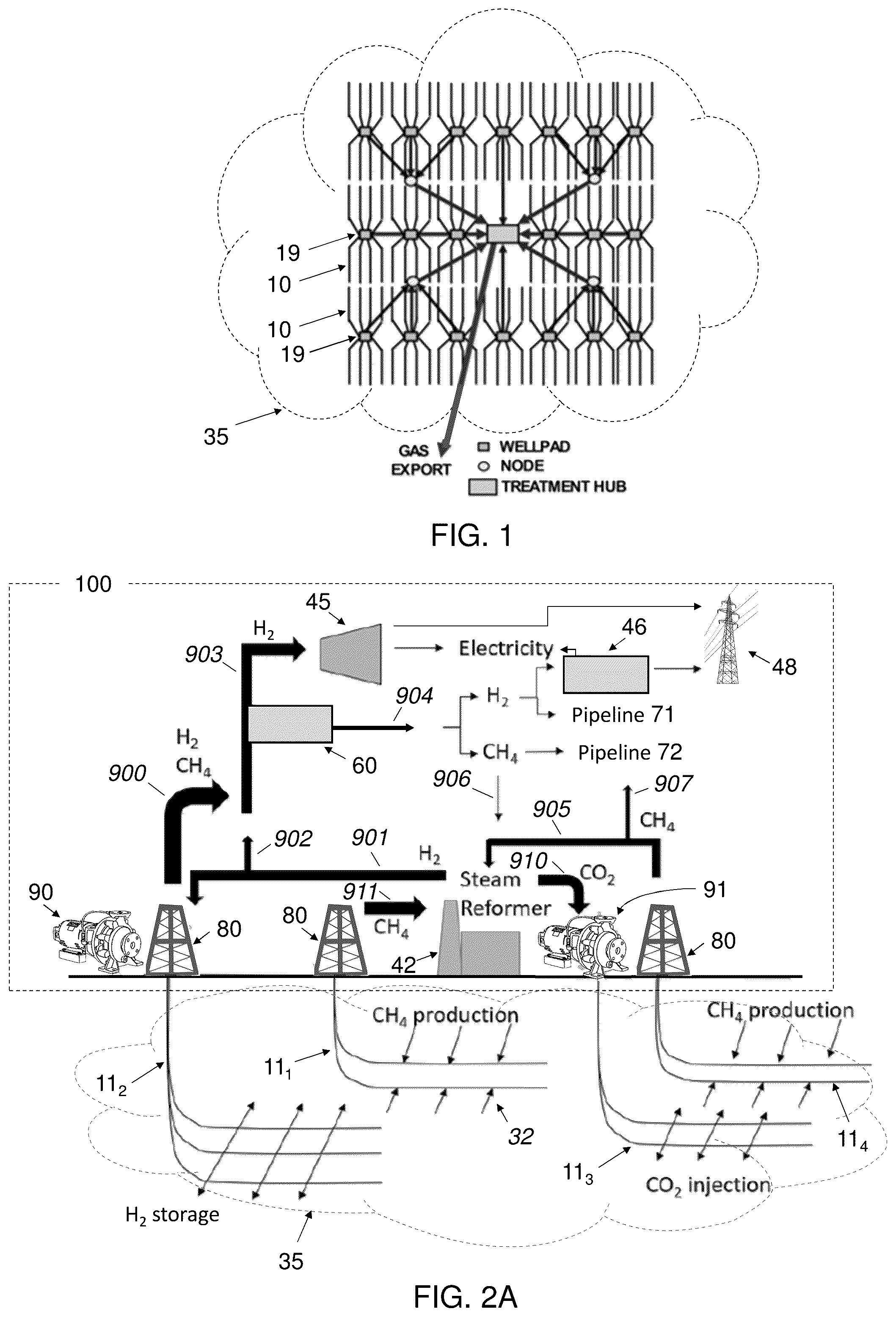 Patent US12366138 Figure 1 – Hydrogen production, storage and recovery