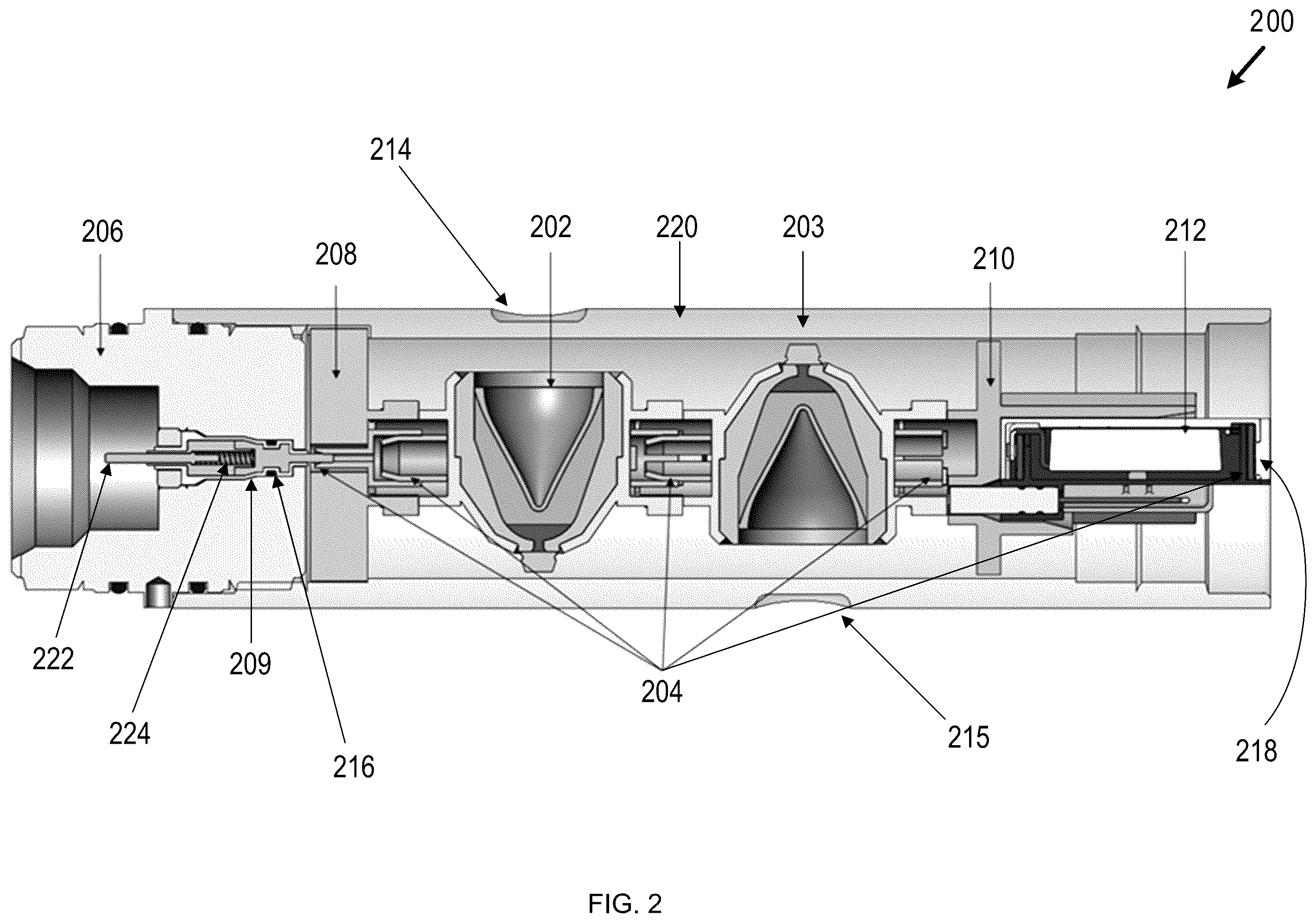 Patent US12366141 Figure 2 – Segmented gun components with integrated contacts