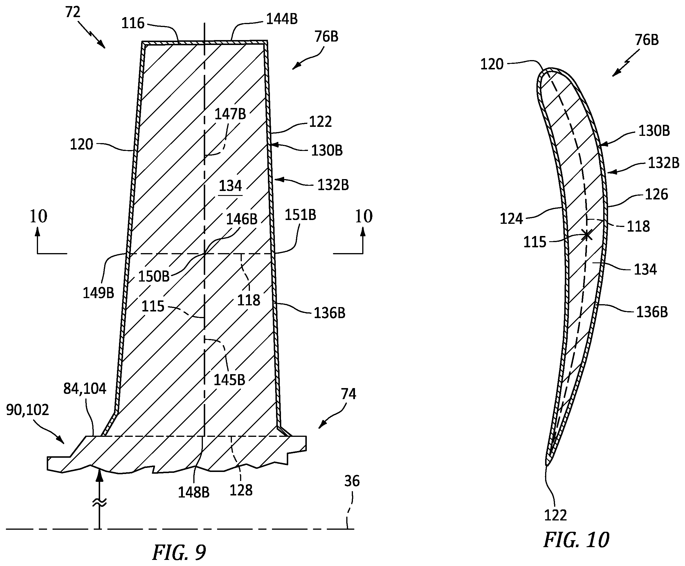 Patent US12366166 Figure 7 – Tailoring rotor blade coating to tune gas turbine engine bladed rotor
