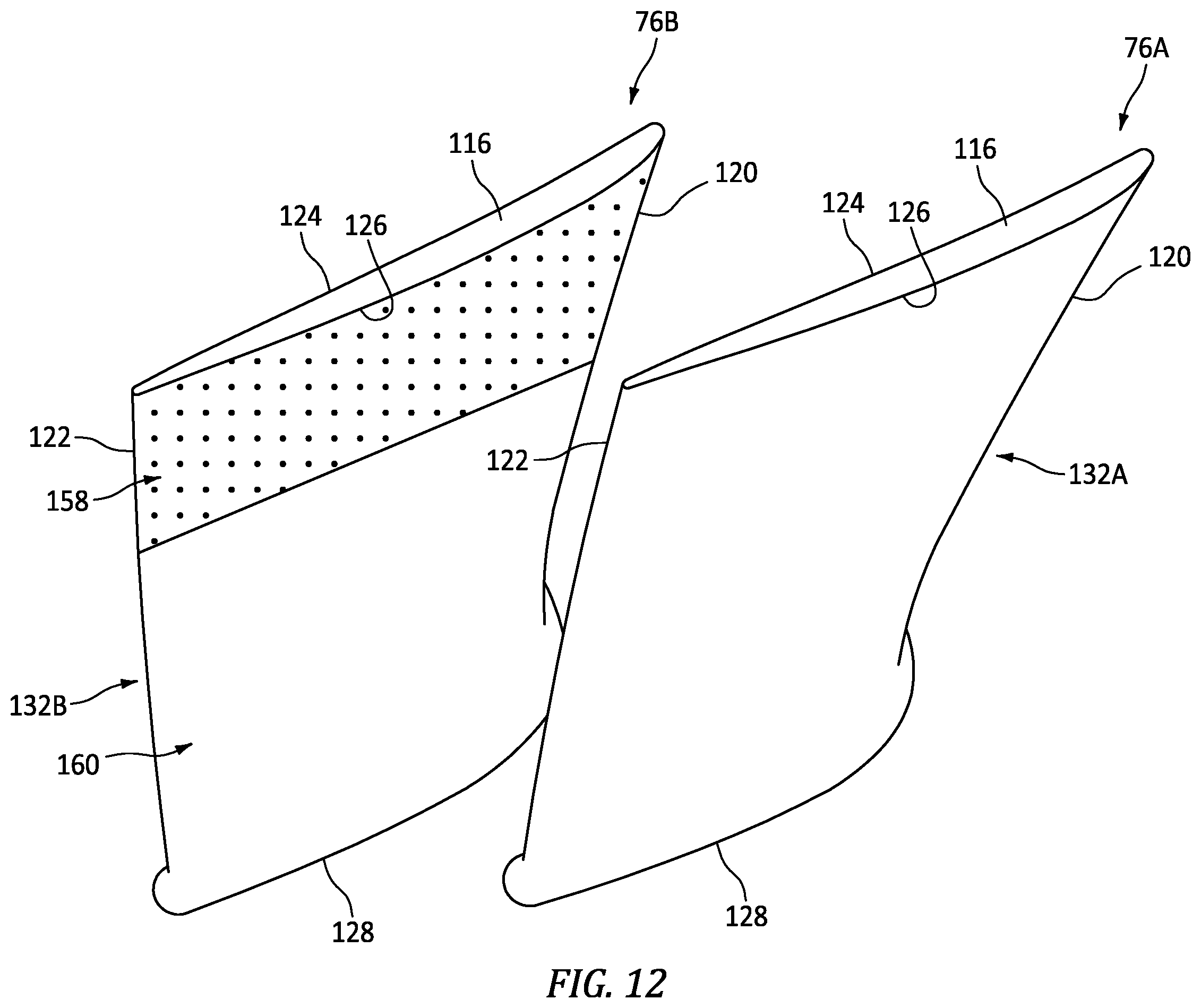 Patent US12366166 Figure 8 – Tailoring rotor blade coating to tune gas turbine engine bladed rotor