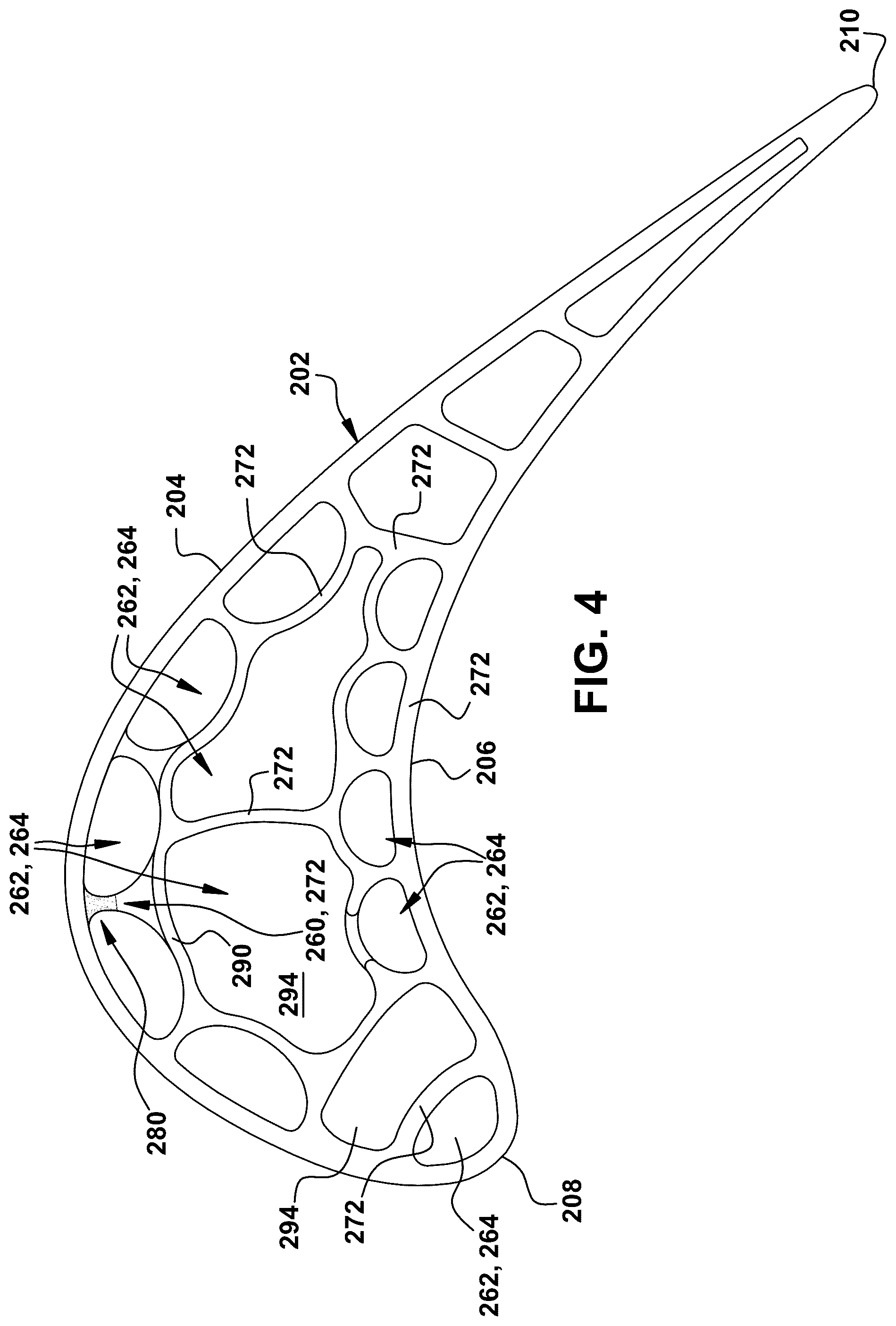 Patent US12366169 Figure 4 – Turbine blade inner rib profile