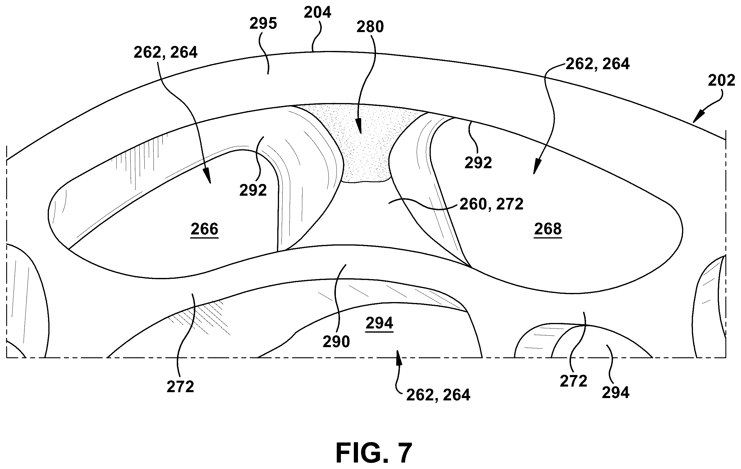 Patent US12366169 Figure 7 – Turbine blade inner rib profile