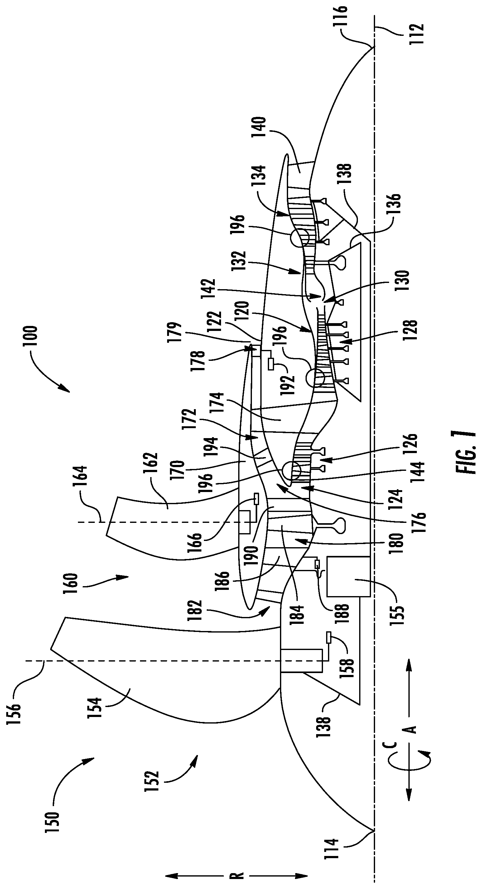 Patent US12366172 Figure 1 – Seal assembly for a rotary machine having a flexible joint