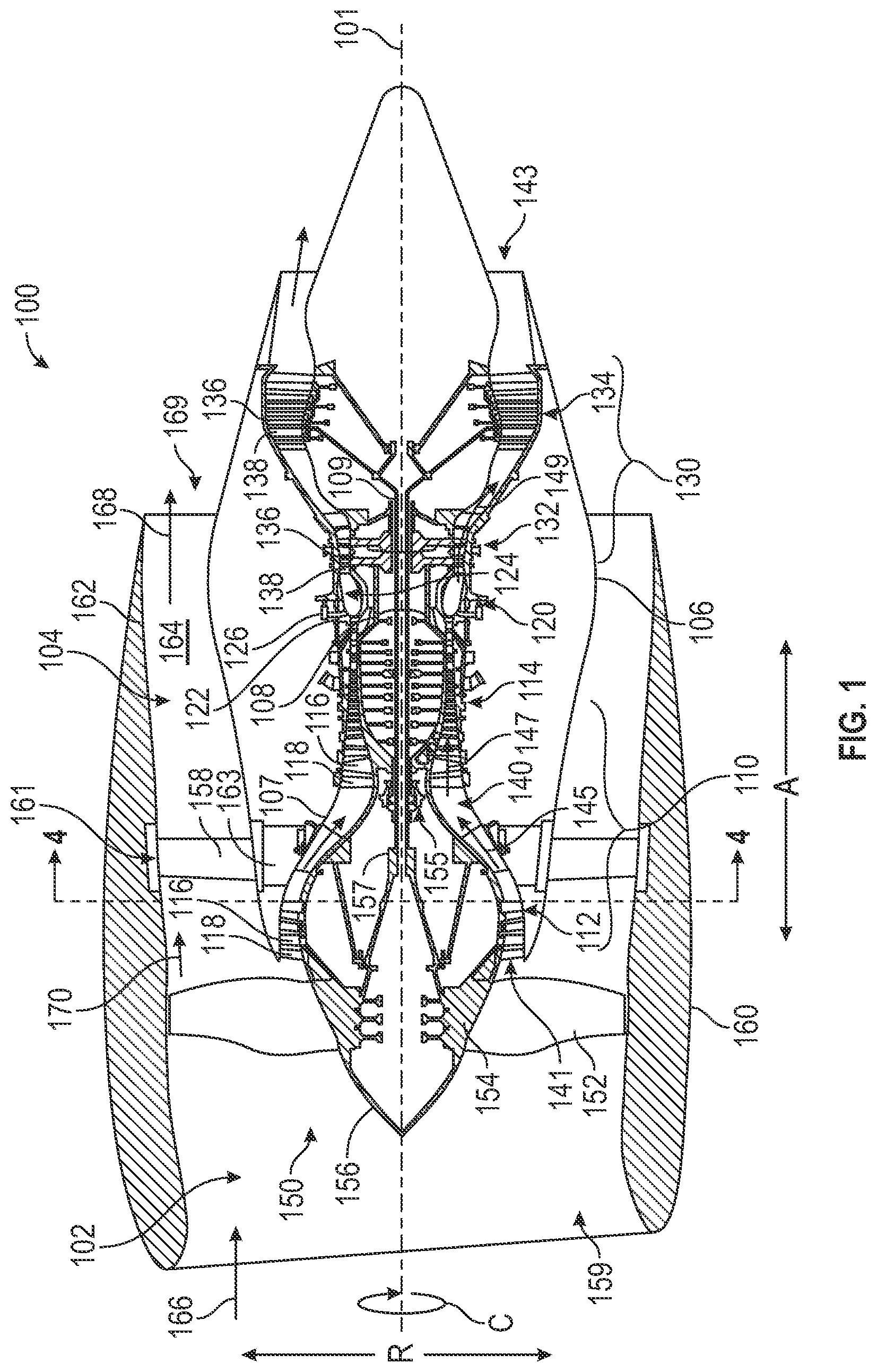 Patent US12366175 — Composite structure for a turbine engine — Figure 1
