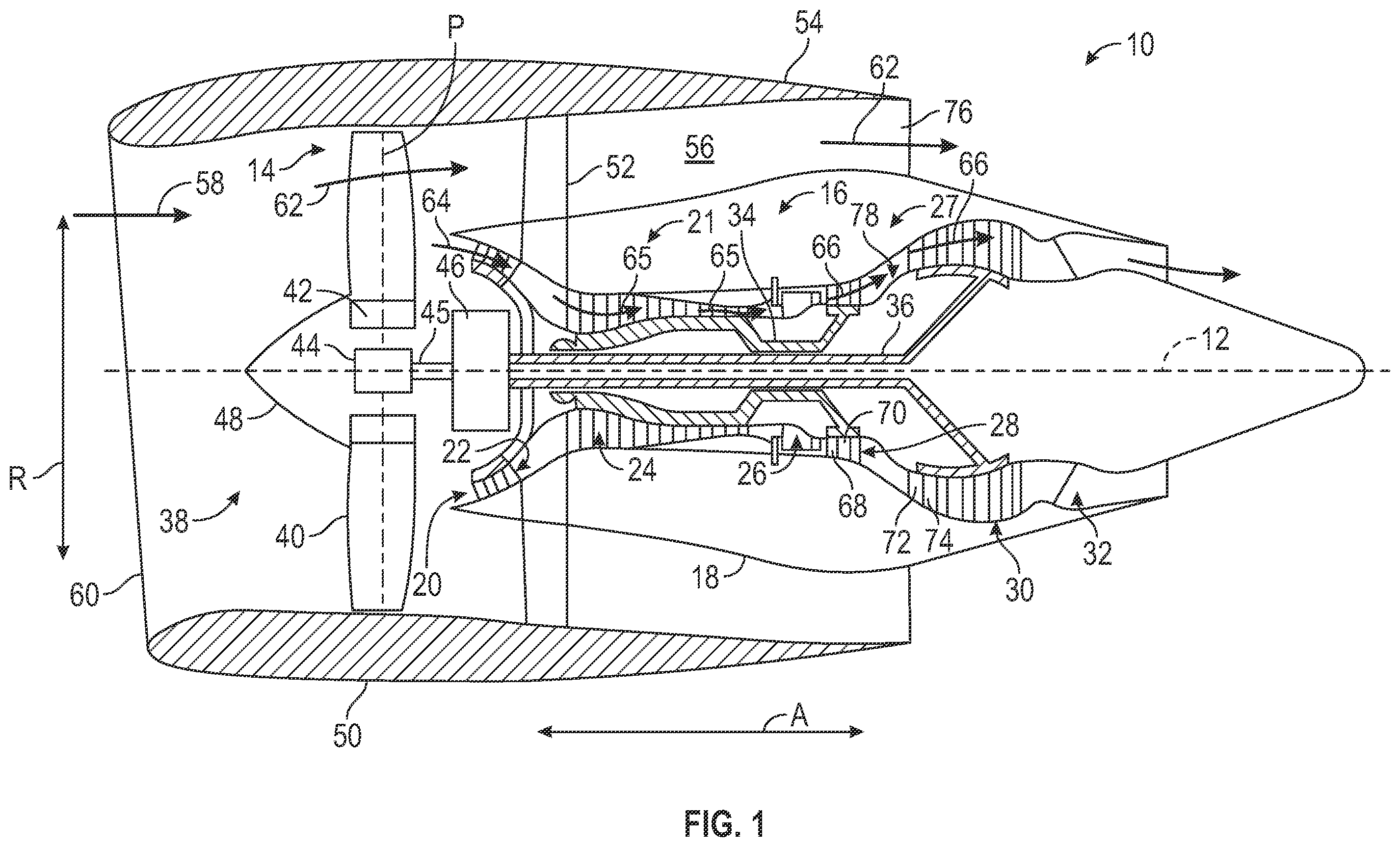 Patent US12366176 Figure 1 – Rotor system for a turbine engine