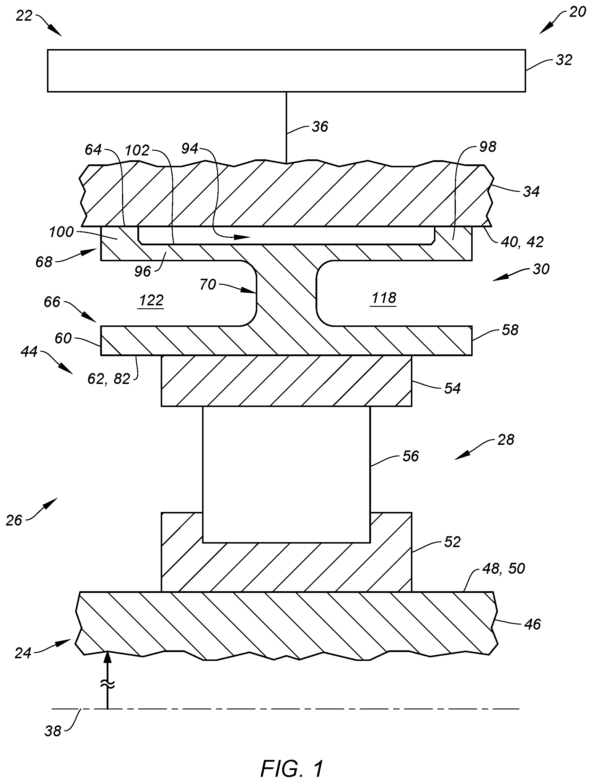 Patent US12366178 Figure 1 – Flexible support for aircraft motor bearing