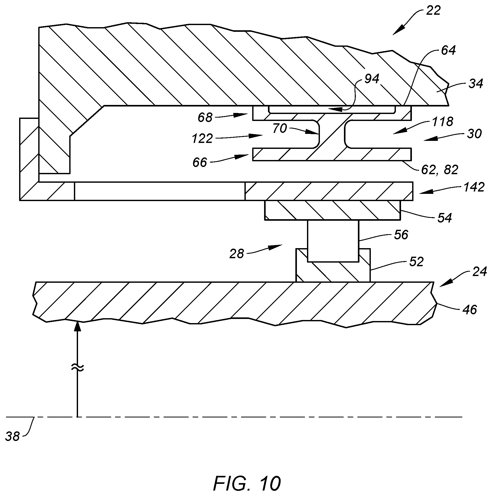 Patent US12366178 Figure 7 – Flexible support for aircraft motor bearing