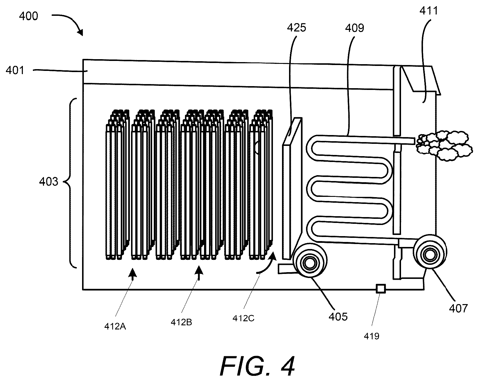 Patent US12366180 Figure 4 – Thermal energy storage system with steam generation system including flow control and energy cogeneration