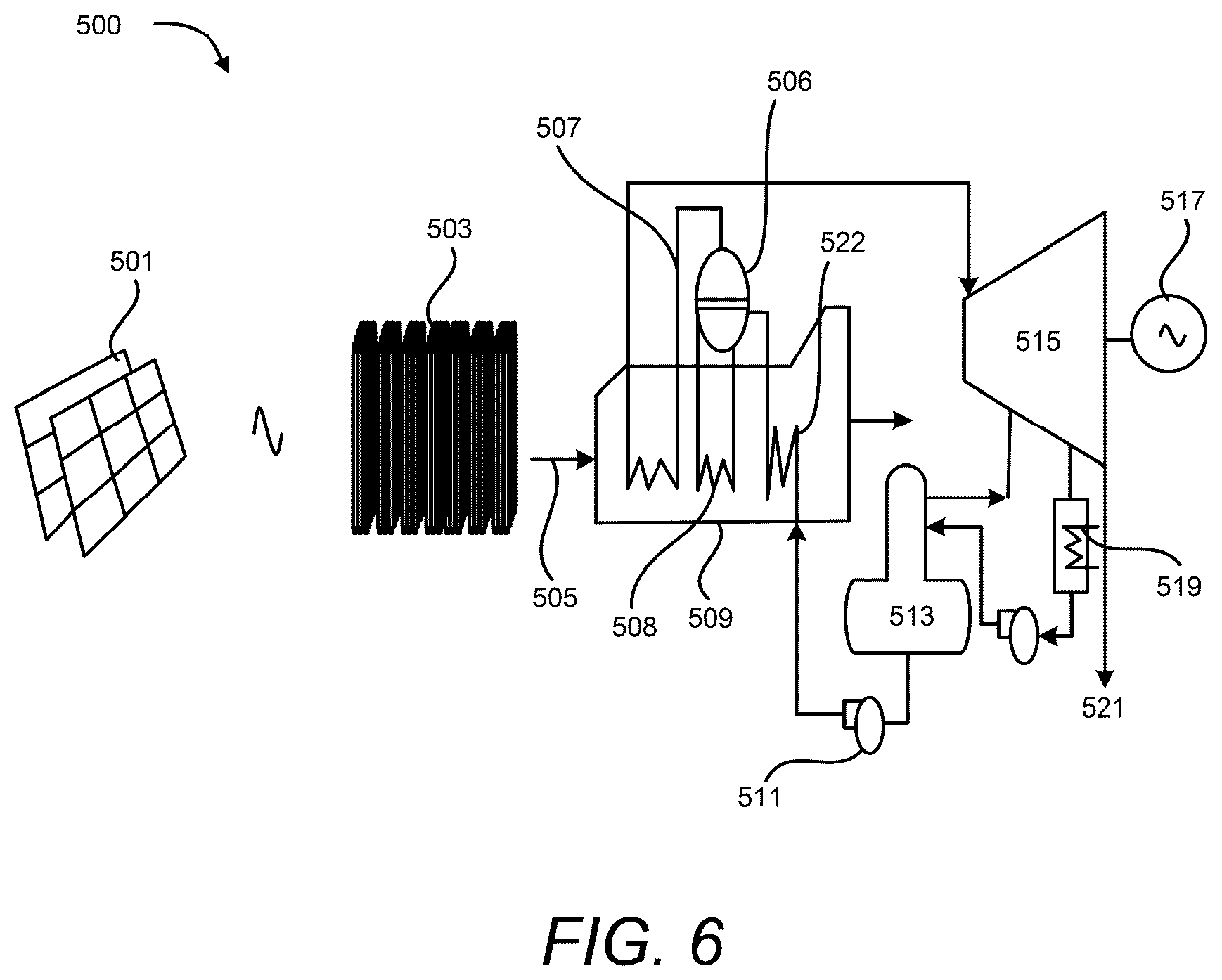 Patent US12366180 Figure 6 – Thermal energy storage system with steam generation system including flow control and energy cogeneration