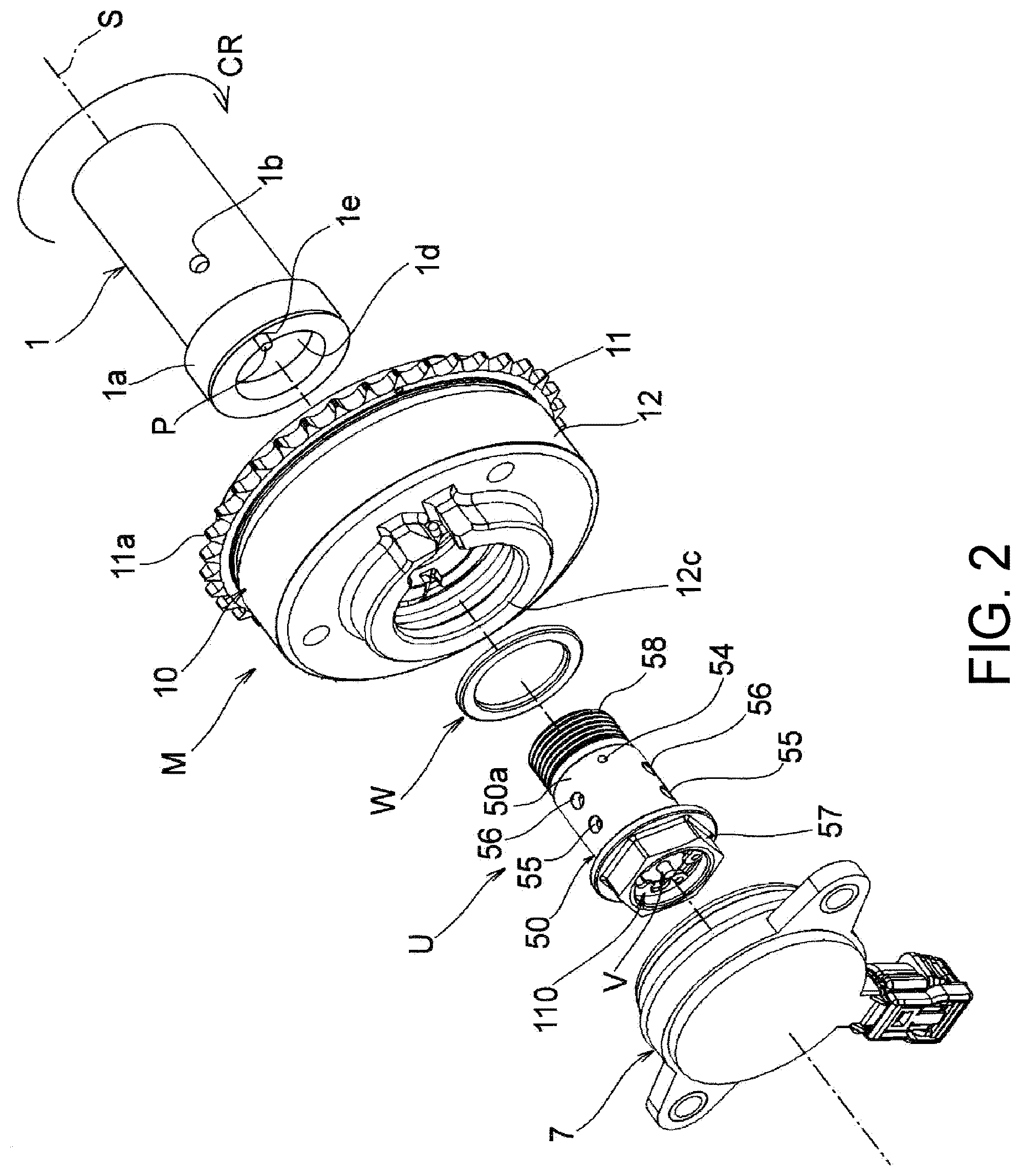 Patent US12366181 Figure 2 – Fluid control valve unit and valve timing changing device
