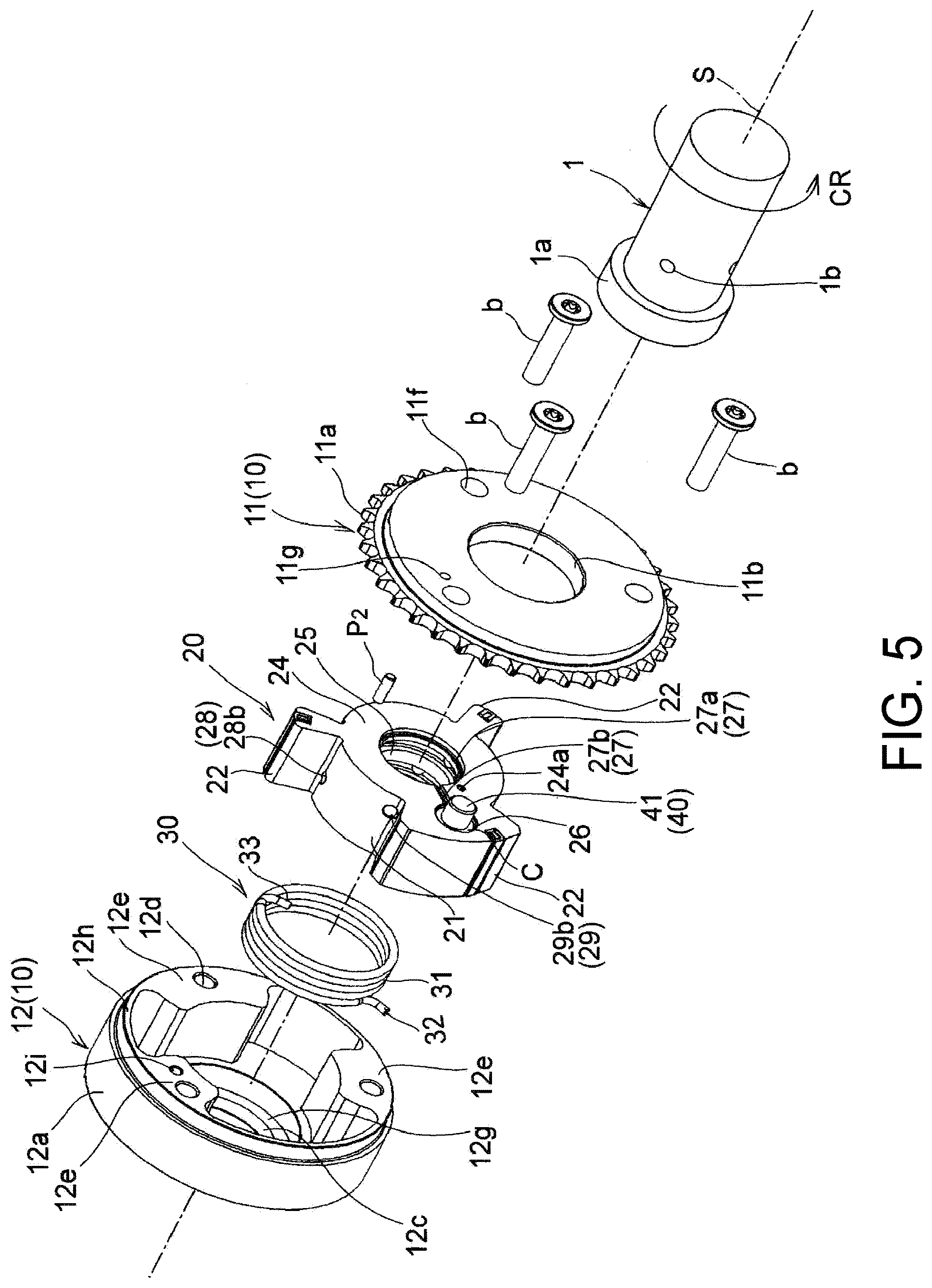 Patent US12366181 Figure 5 – Fluid control valve unit and valve timing changing device