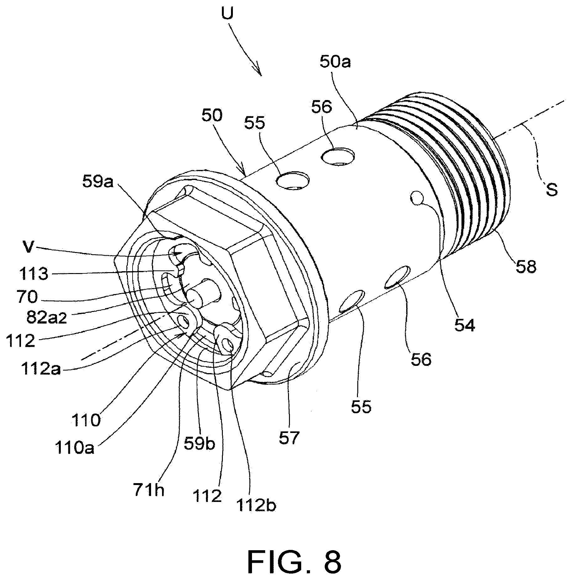 Patent US12366181 Figure 8 – Fluid control valve unit and valve timing changing device
