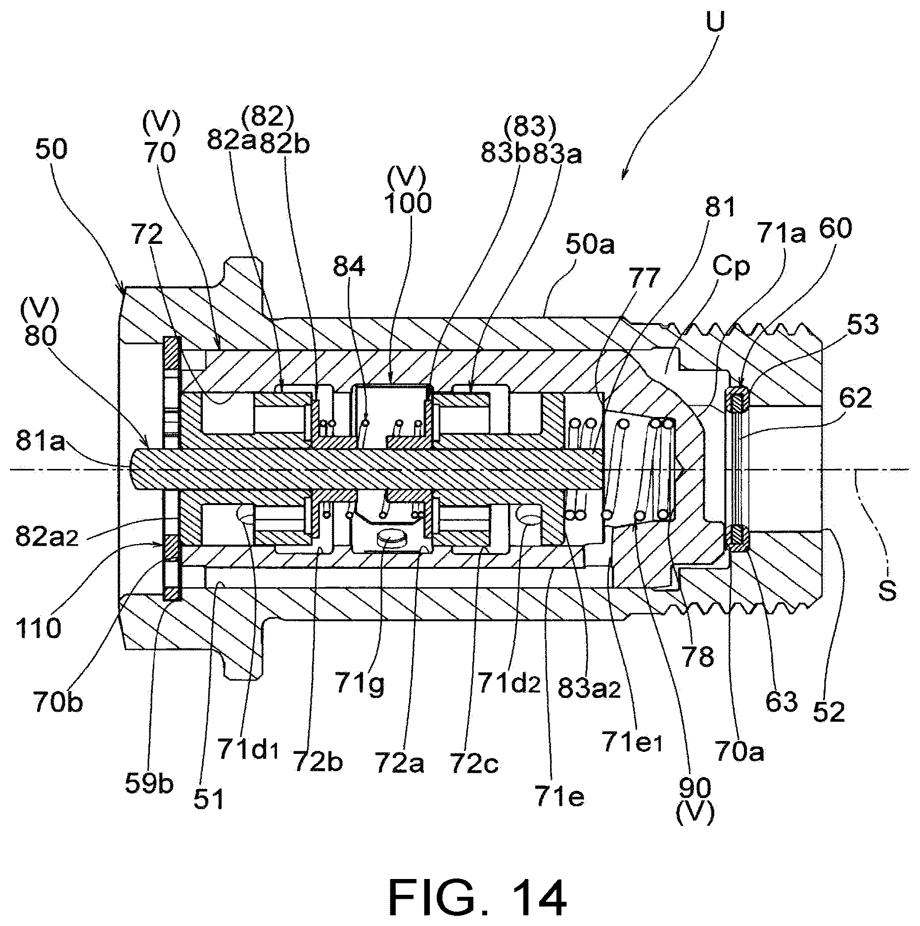 Patent US12366181 Figure 14 – Fluid control valve unit and valve timing changing device