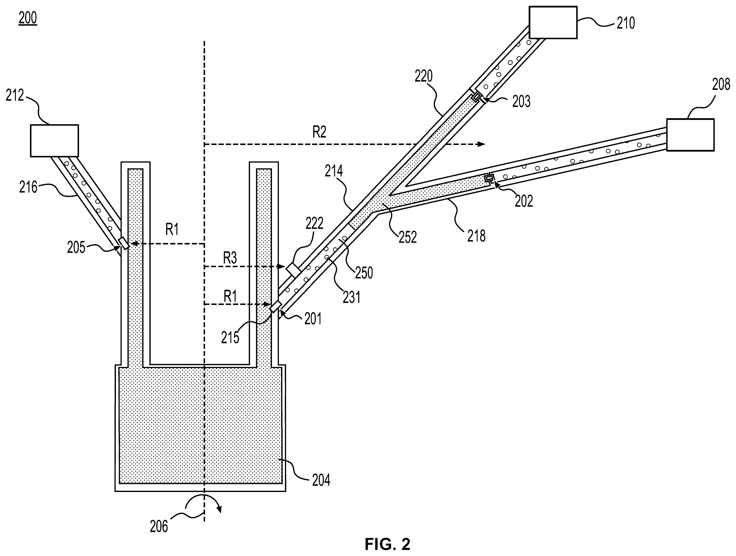 Patent US12366184 Figure 2 – Systems and methods for distributing fluid in a rotating chamber