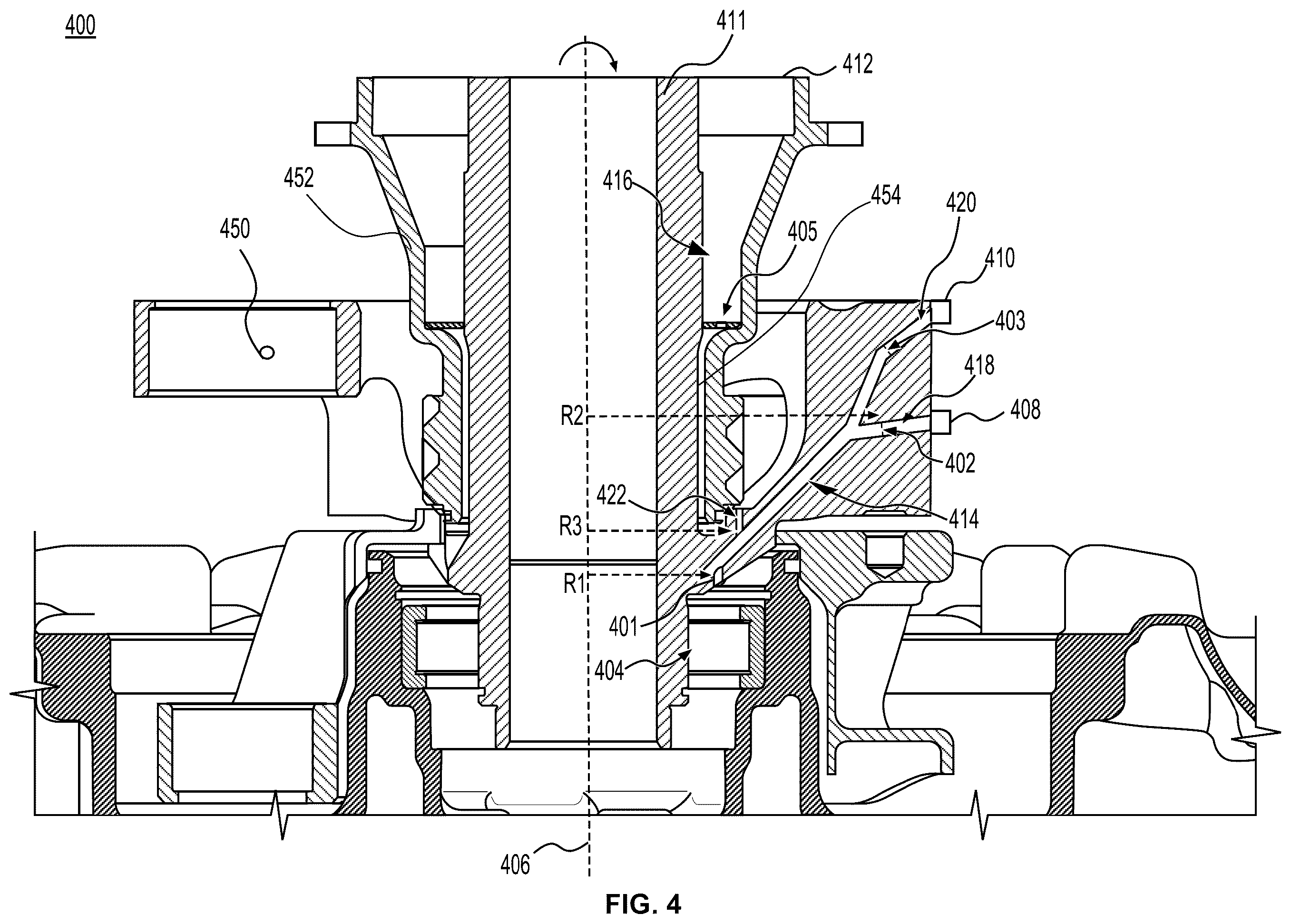 Patent US12366184 Figure 4 – Systems and methods for distributing fluid in a rotating chamber