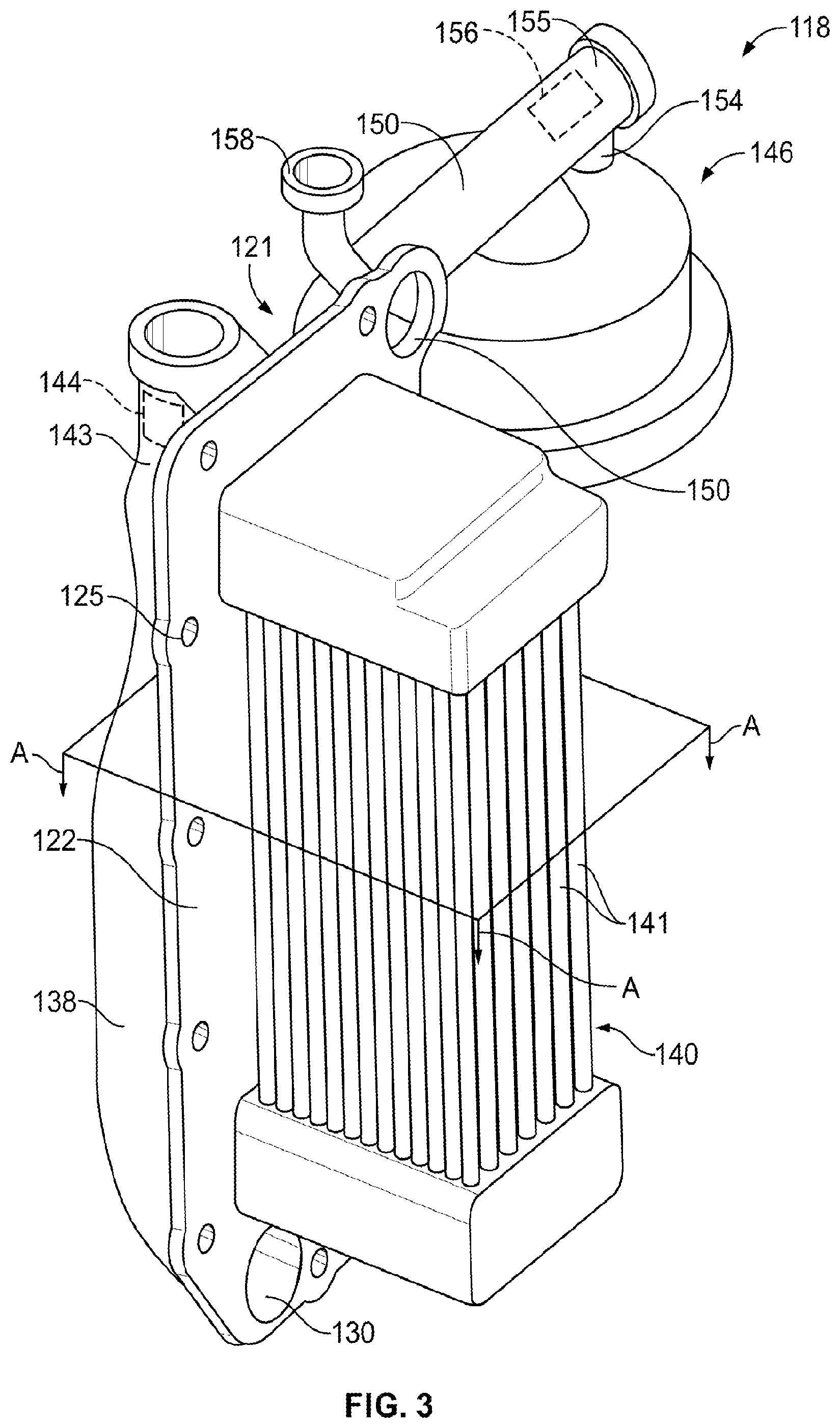 Patent US12366186 Figure 3 – Lubricant manifold for internal combustion engine