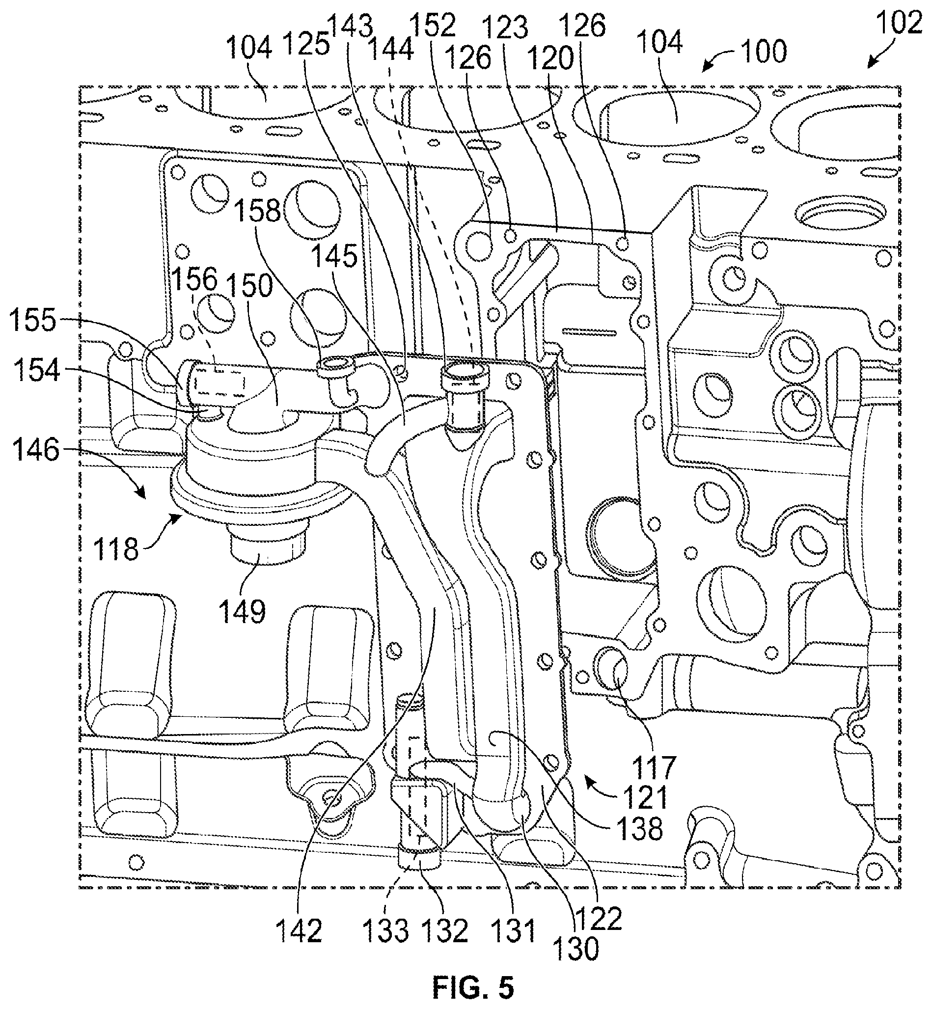 Patent US12366186 Figure 5 – Lubricant manifold for internal combustion engine